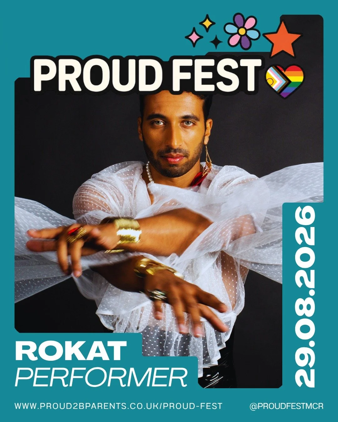 🎤 Performer Announcement! 🌈

Get ready to welcome @theonly_rokat to the @proudfestmcr stage!

Blending infectious pop energy with heartfelt storytelling, Rokat is a queer British South Asian artist whose performances are as joyful as they are empow