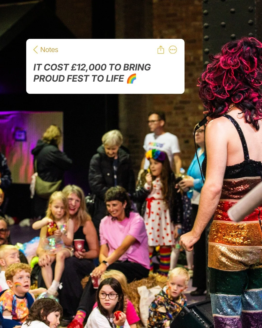 Proud Fest was free for families... but it wasn&rsquo;t free to put on 🌈

It cost around &pound;12,000 to bring Proud Fest to life, from creating the space and activities to the people and services needed to make the day happen.

And we were so grat