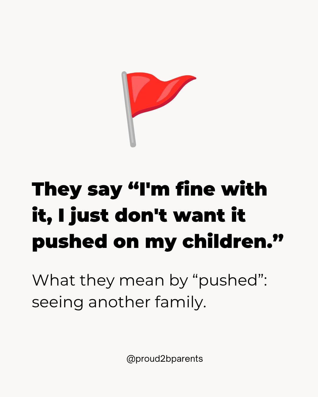 🚩 Red flags: LGBT+ parent edition.

Some are awkward. Some are frustrating. Some make you wonder how we&rsquo;re still having this conversation in 2026.

And sometimes, you just have to laugh. 😅

Because LGBT+ families shouldn&rsquo;t have to expla