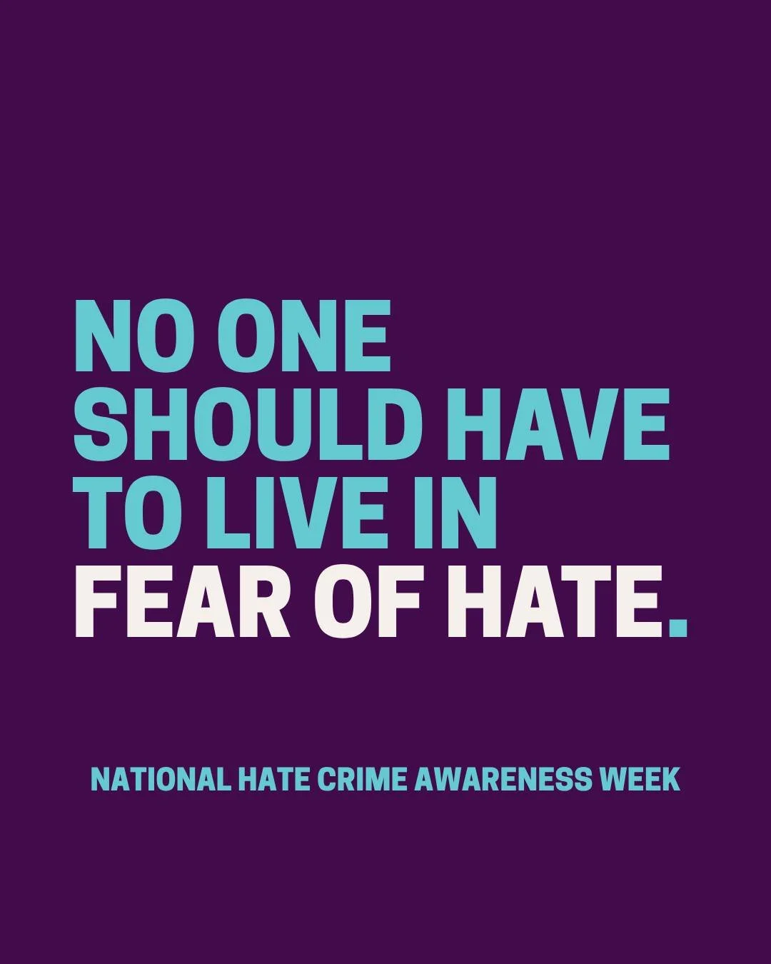 This week (12&ndash;18 October) is National Hate Crime Awareness Week, a time to raise awareness, stand in solidarity with those affected and challenge hate in our communities. 💜

No one should be targeted because of who they are, who they love or h