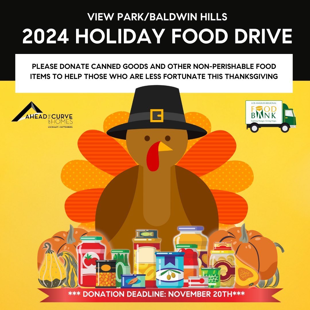 The View Park/Baldwin Hills Holiday Food Drive is back, and it's time to make a difference in our community. 🌟

Imagine that every can, every box, and every bag of food you donate is a beacon of hope for someone in need. That's the power you have to
