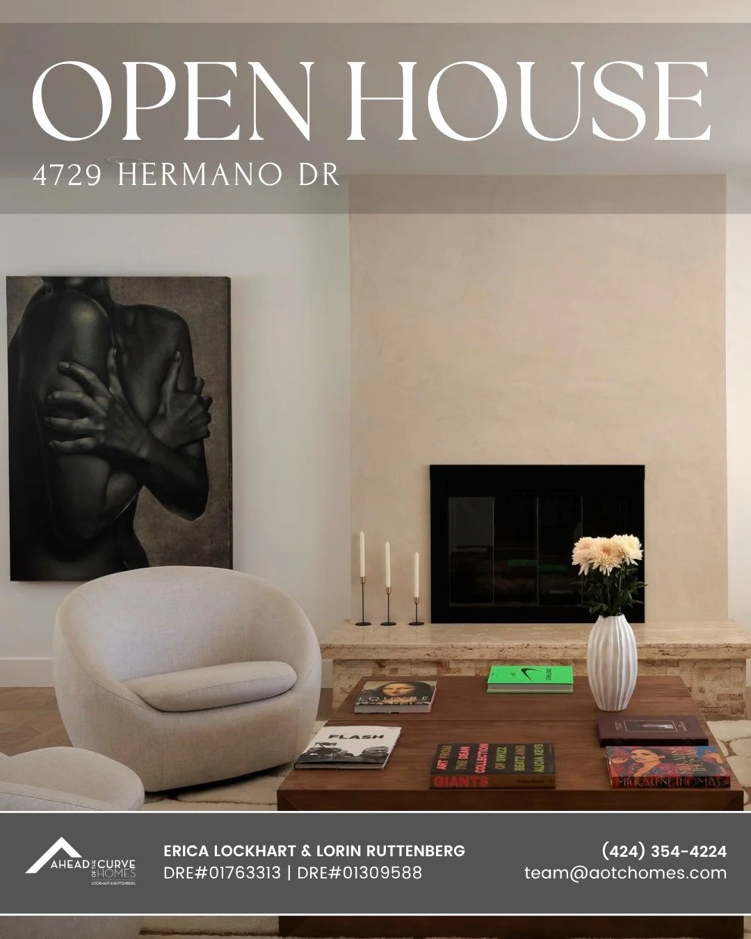 EXPERIENCE RESORT-STYLE LIVING AT OUR OPEN HOUSE THIS SUNDAY!

Tucked away on a serene Tarzana Hills cul-de-sac, 4729 Hermano Drive is an elegant 5-bedroom residence designed for seamless indoor-outdoor living. Stop by this weekend to tour the main l