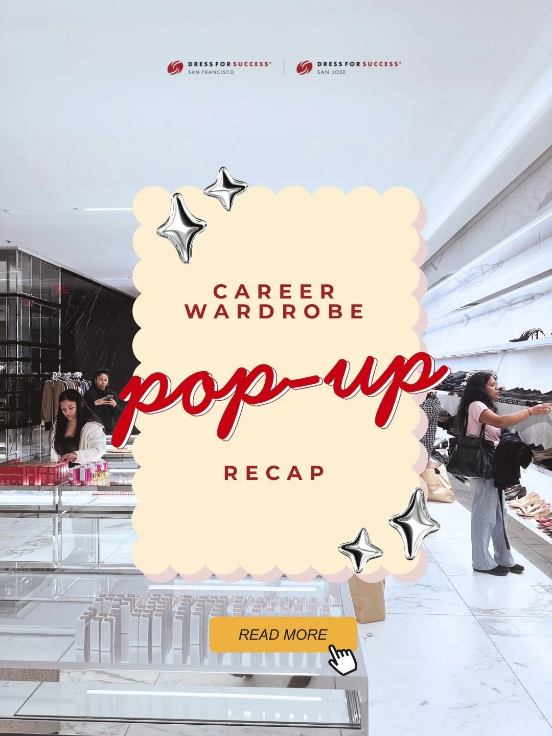 On February 4&ndash;5, Dress for Success San Jose hosted our first Career Wardrobe Pop-Up at the former YSL boutique at Westfield Valley Fair transforming the space into a welcoming, boutique-style experience for the women we serve.

As volunteer Luc