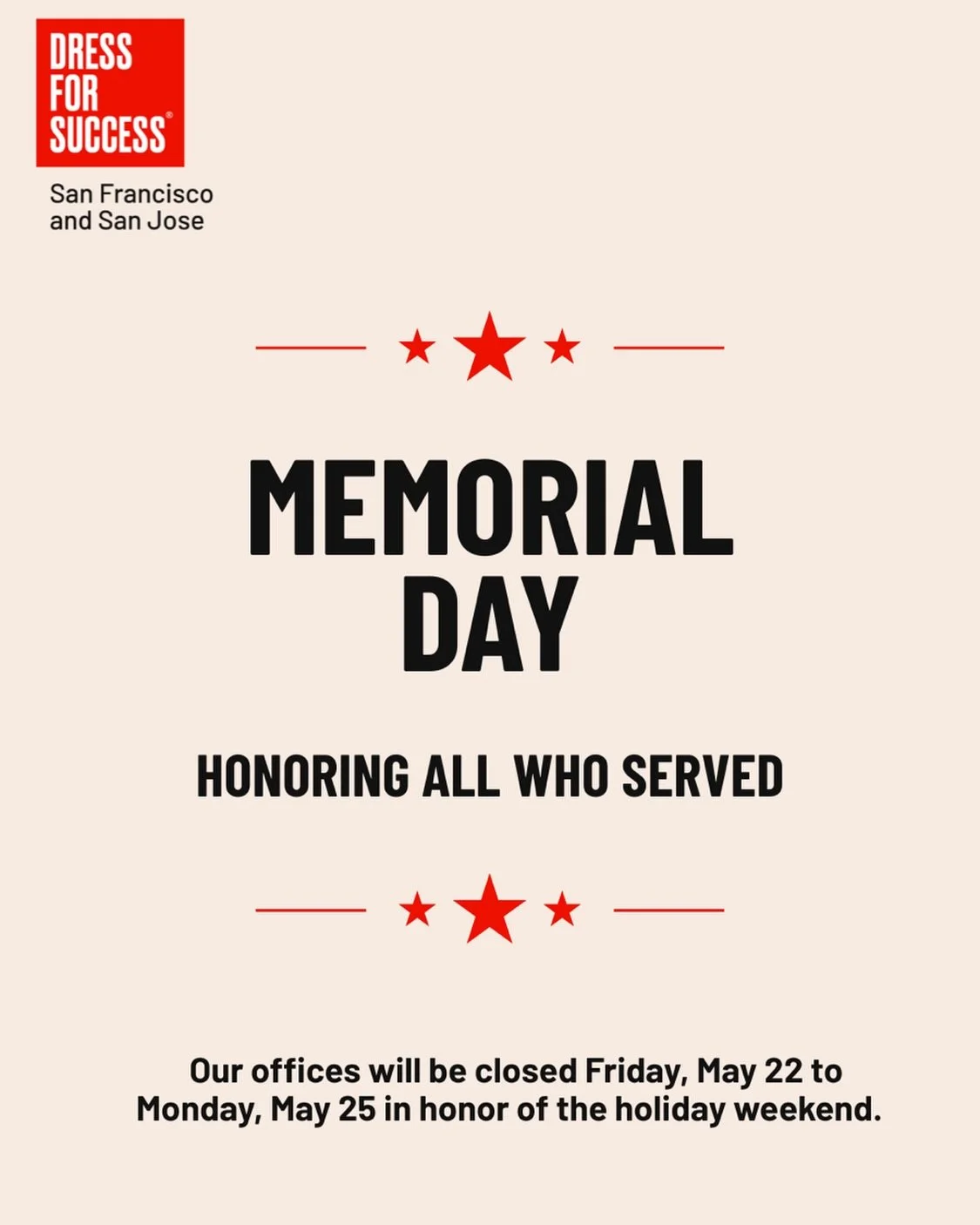 This Memorial Day, we honor and remember those who gave their lives in service to our country, and recognize the veterans in our community with gratitude.

Our offices will be closed Friday, May 22 to Monday, May 25 in observance of the holiday. Our 