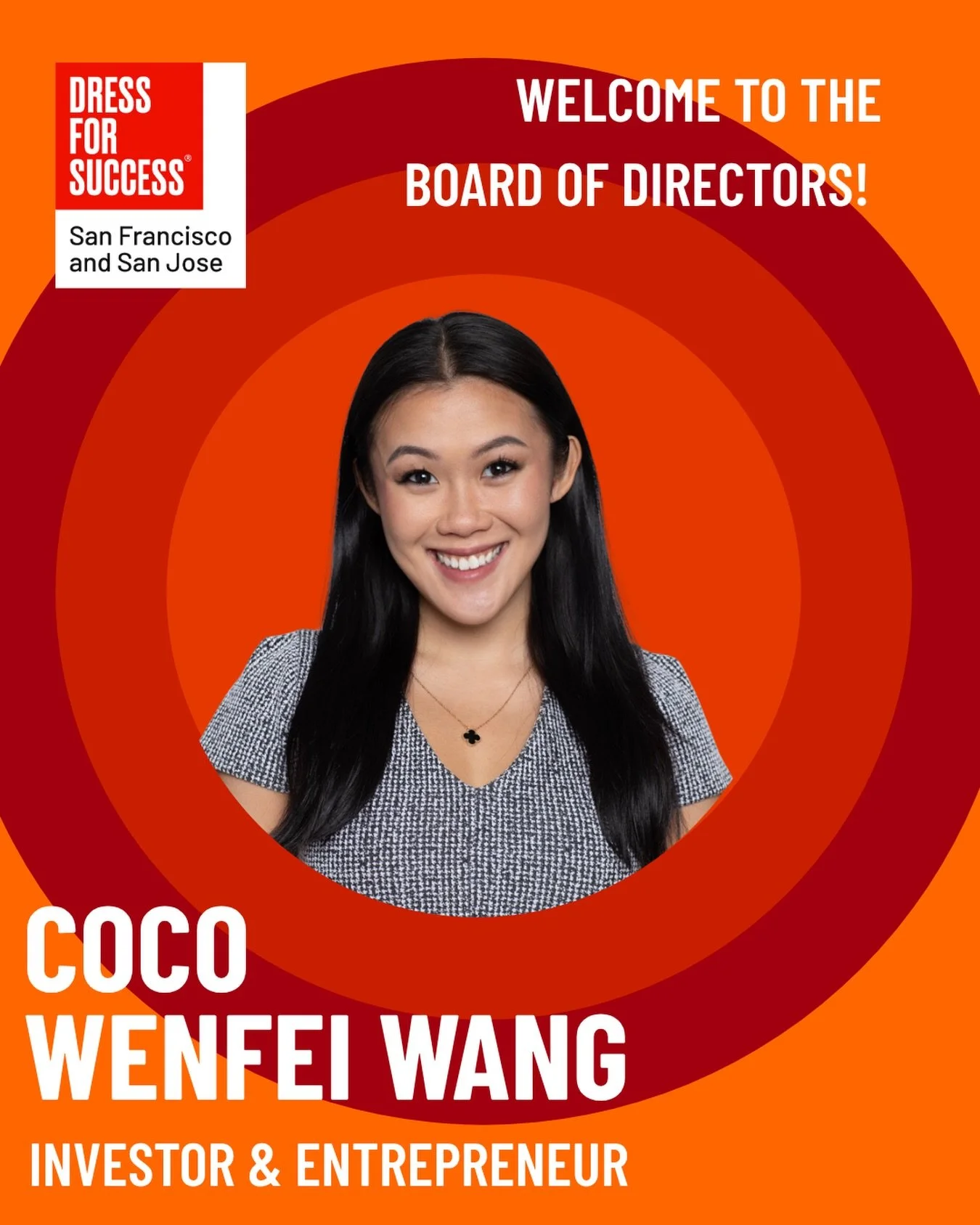A full-circle moment: Coco Wenfei Wang first encountered Dress for Success nearly a decade ago at Penn &mdash; and now she&rsquo;s joining our Board of Directors. ❤️

Coco is an investor, entrepreneur, and current MBA candidate at Stanford Graduate S