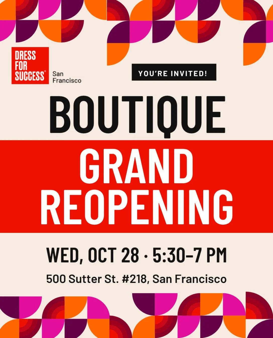 You&rsquo;re invited! ✨ 

For 20 years, our San Francisco boutique has been the place where women find more than an outfit. 

It&rsquo;s where they find their confidence, their next opportunity, and a community cheering them on. 

Now that space has 