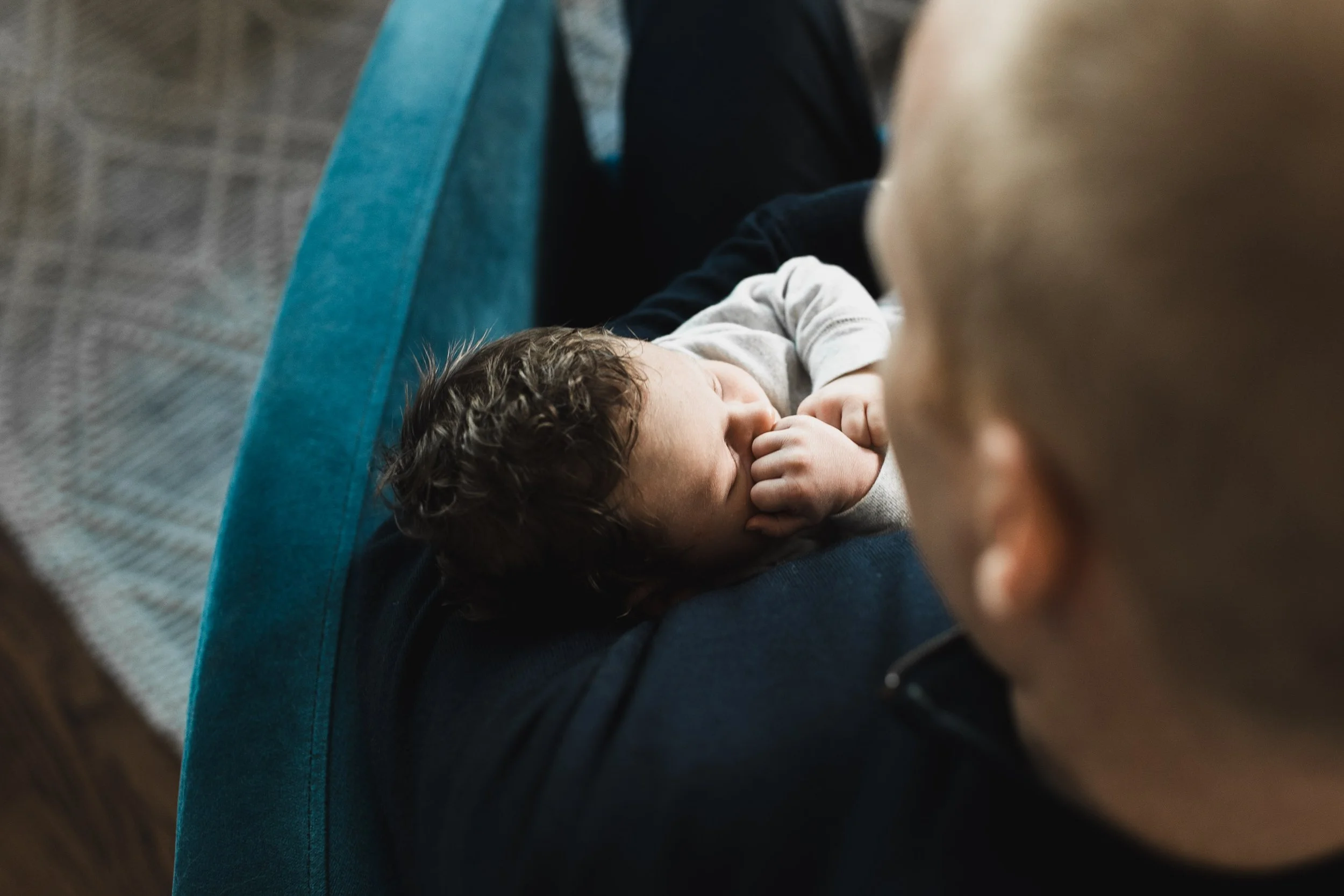 New dad holding baby