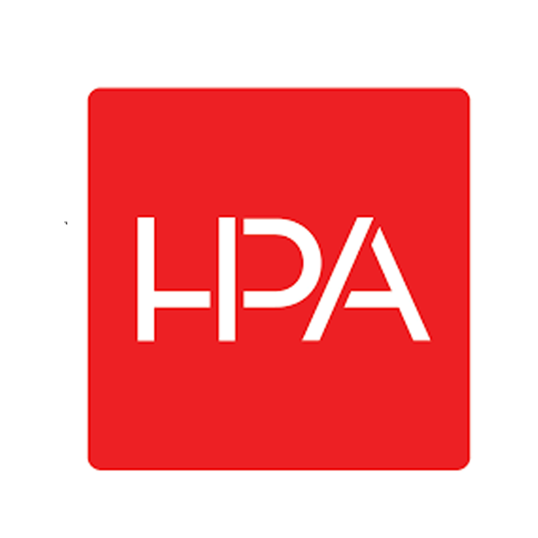 Red square with white text reading 'HPA' in uppercase letters.