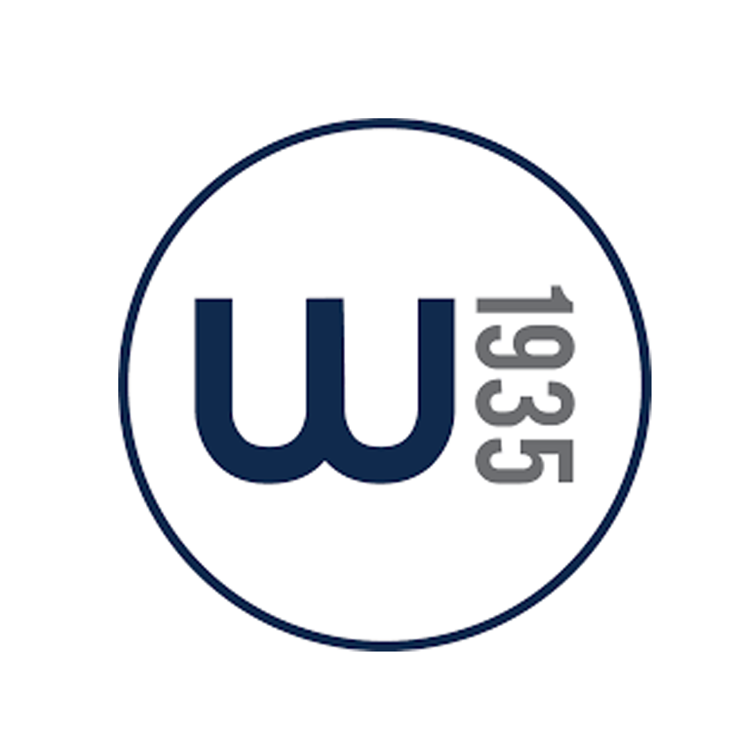 A circular vehicle registration sticker with a dark blue 'W' and registration number '59351' in gray, on a white background.