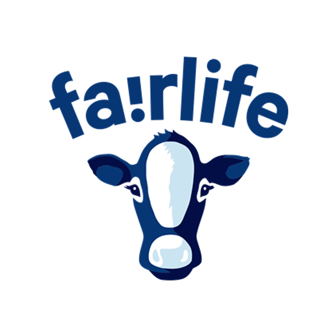 Illustration of a cow's face with the word 'farlife' above it in blue letters.