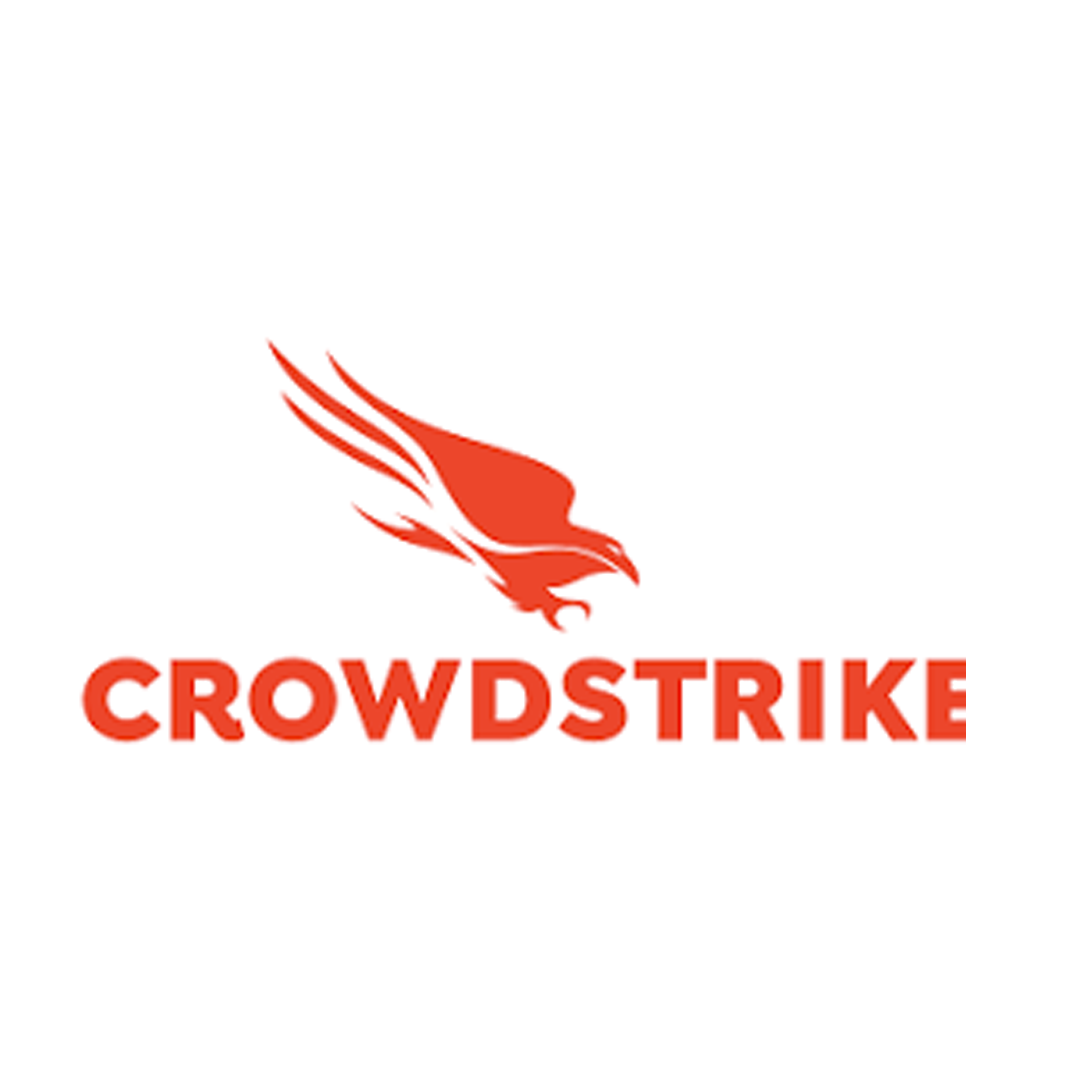 CrowdStrike logo featuring a red stylized falcon with outstretched wings above the bold red text 'CROWDSTRIKE'.