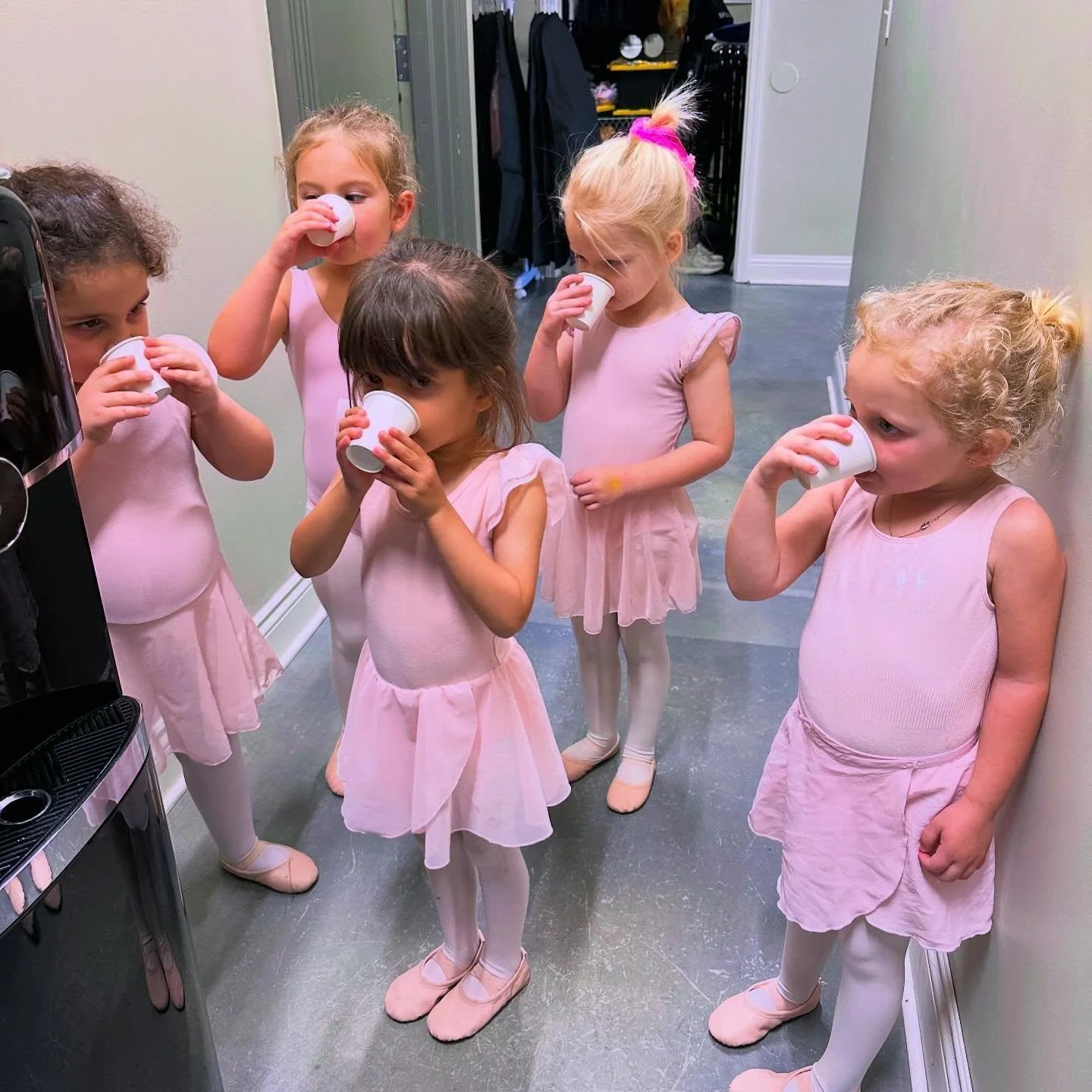 A trip the water fountain is big reward when our dance looks so nice!! Proud of our little ballerinas in Pre-Ballet!