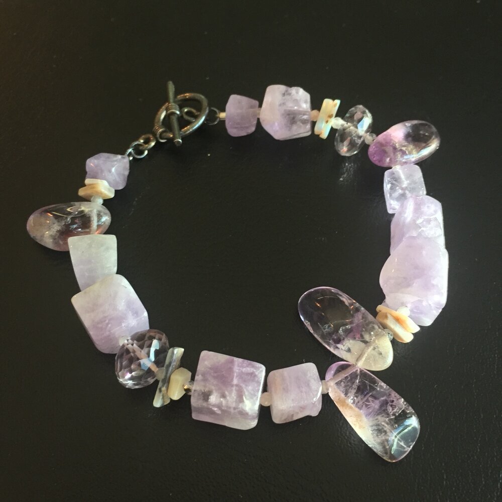 Natural Dendrite Opal Citrine Amethyst Moonstone Rose Quartz Beads Bracelet 