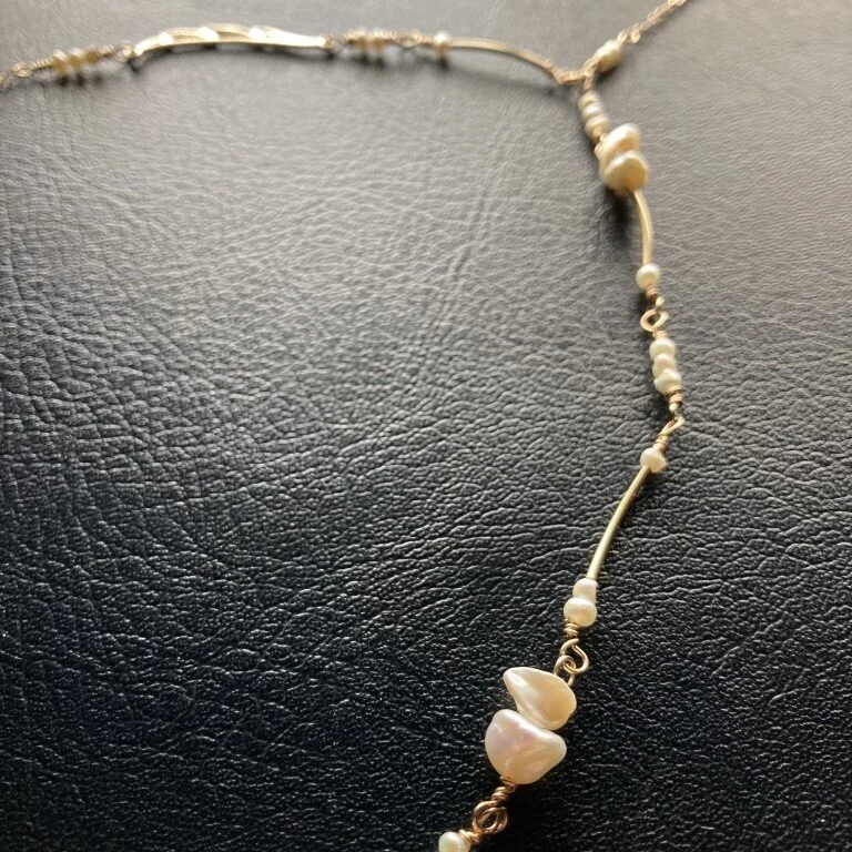 Fine Natural Freshwater Pearl Asymmetrical Lariat Necklace