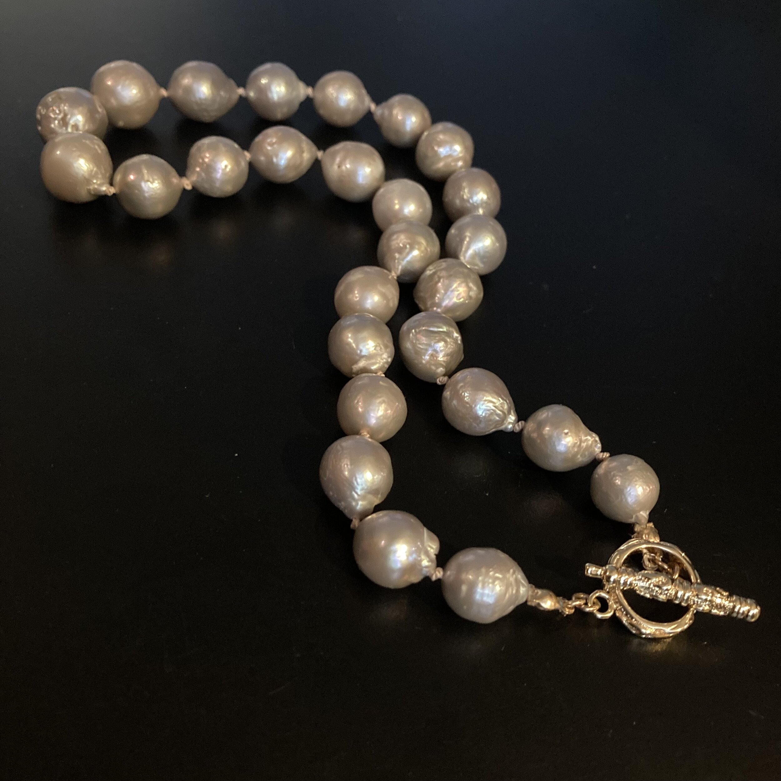 AA Grade Gray Baroque Pearl and 14k Gold Plated Necklace — Coquelicot ...