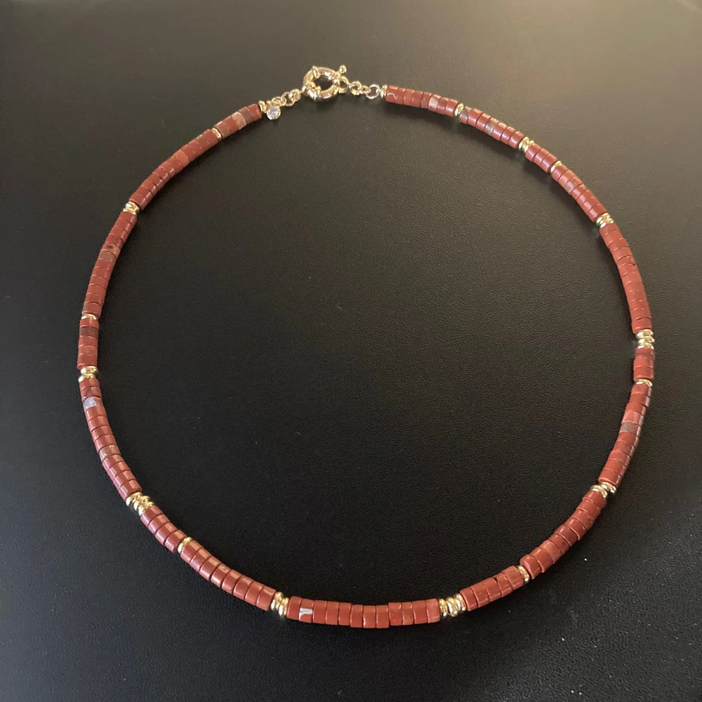 Red jasper bead on sale necklace