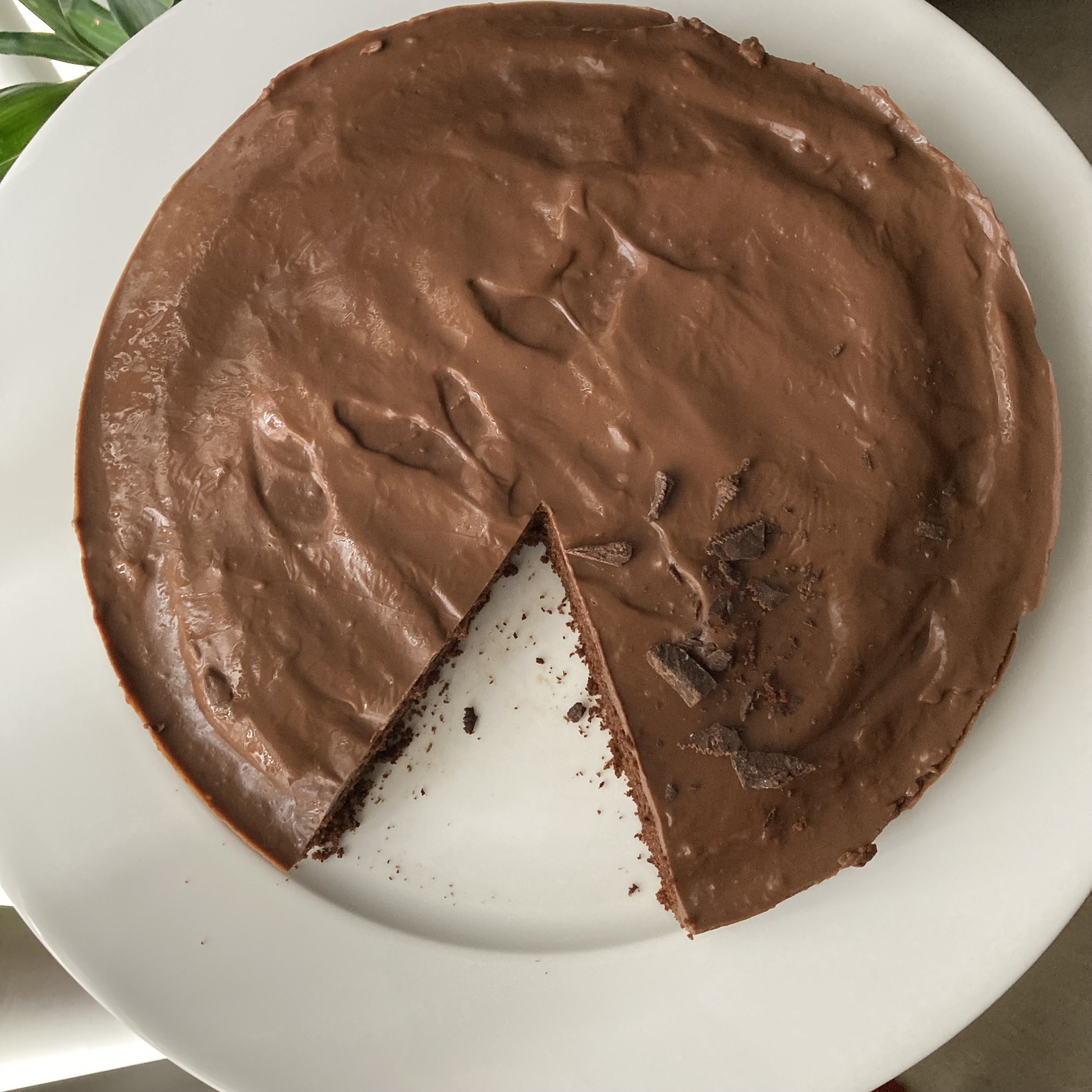 Original vegan chocolate mocha cake top view
