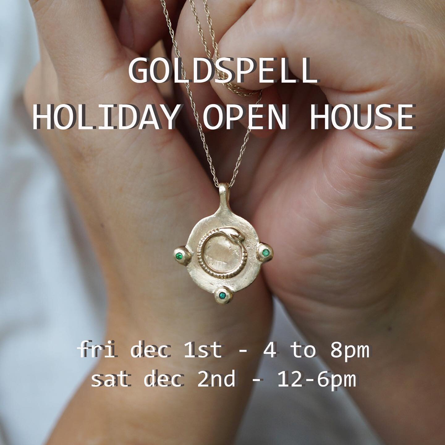 Save the date!!

My studio @goldspell is hosting a cozy little shopping event, the first weekend of December. Jewellery made in-house, a few select local vendors with EXTREMELY giftable items (think pottery, soaps, candles and cards), as well as some