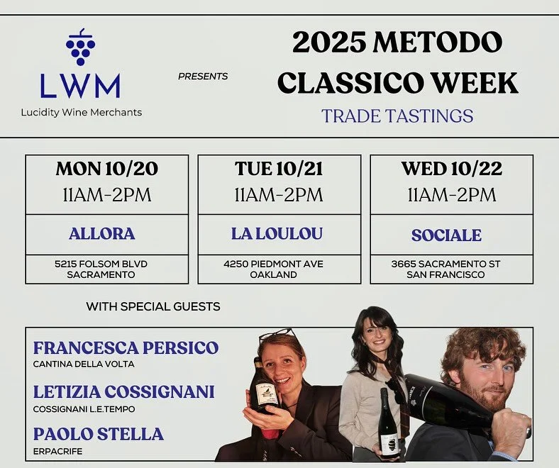 Grab your (white) wine glass and get ready for a full immersion of Metodo Classico 🇮🇹🍾 with a long list of events featuring our guest winemakers from @cantina_della_volta @cossignaniletempo @erpacrife 

Portfolio tastings for the trade:
10/20: At 