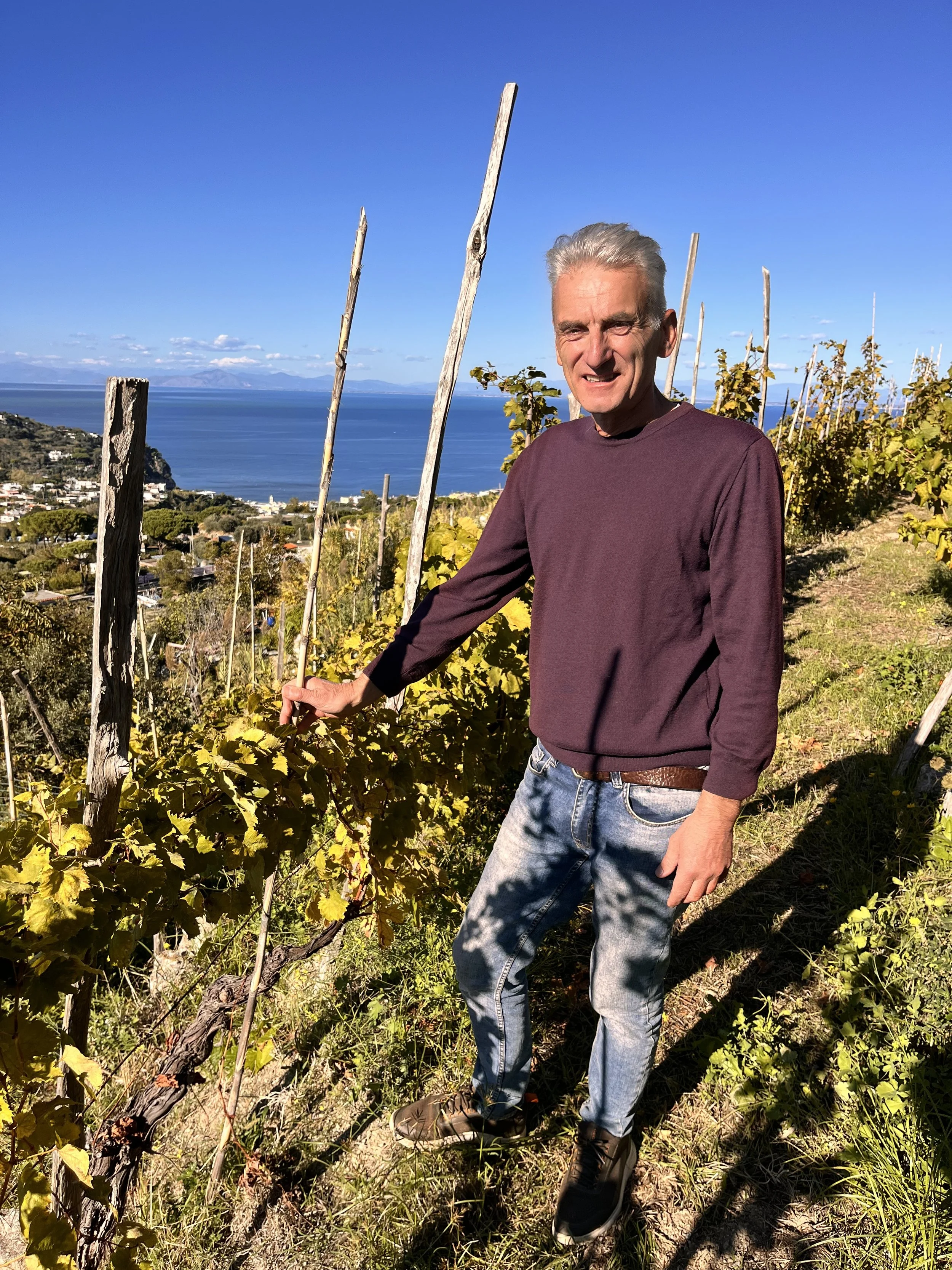 Pasquale Cenatiempo in his vineyards in Ischia