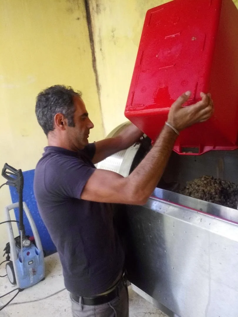 Roberto loading the press