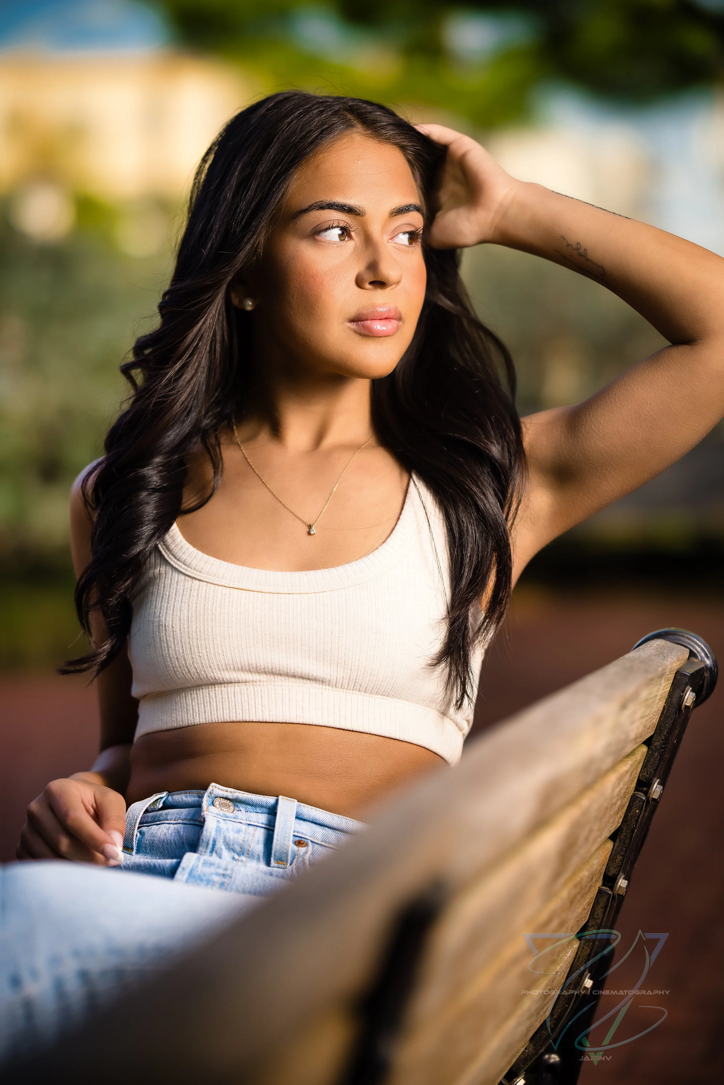 Outdoor portrait — bench
