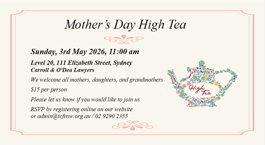 Mother's Day High Tea, 3rd May 2026