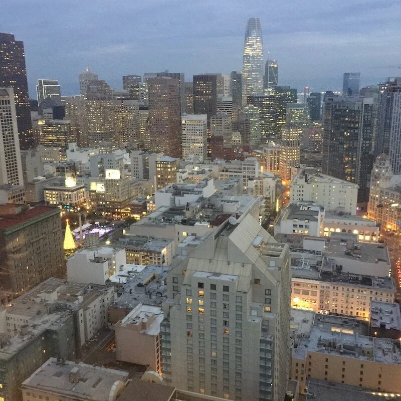 Our view from the Vista Room at the Hilton in San Francisco’s Union Square, during set-up for the wine + data tasting earlier this week.