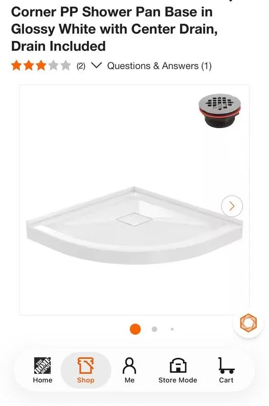 Sleek Corner Shower Pan Base with Drain