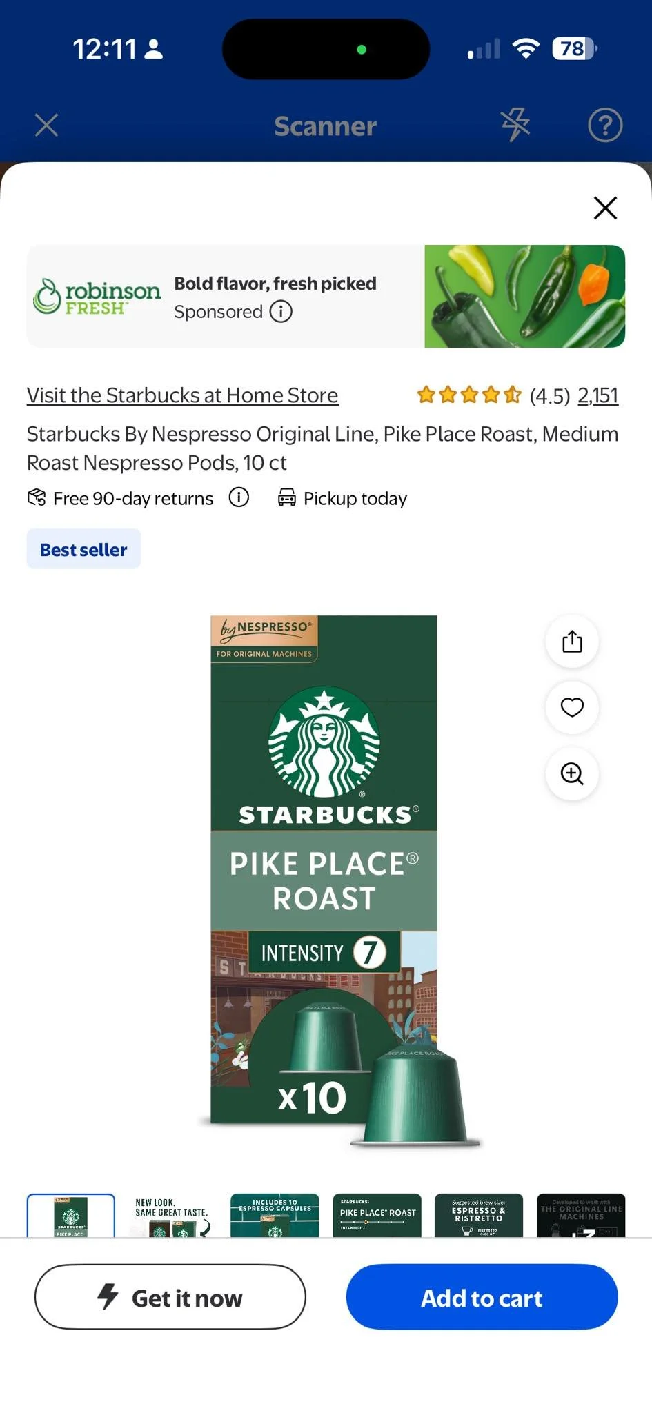 Starbucks Pike Place roast 10 capsules