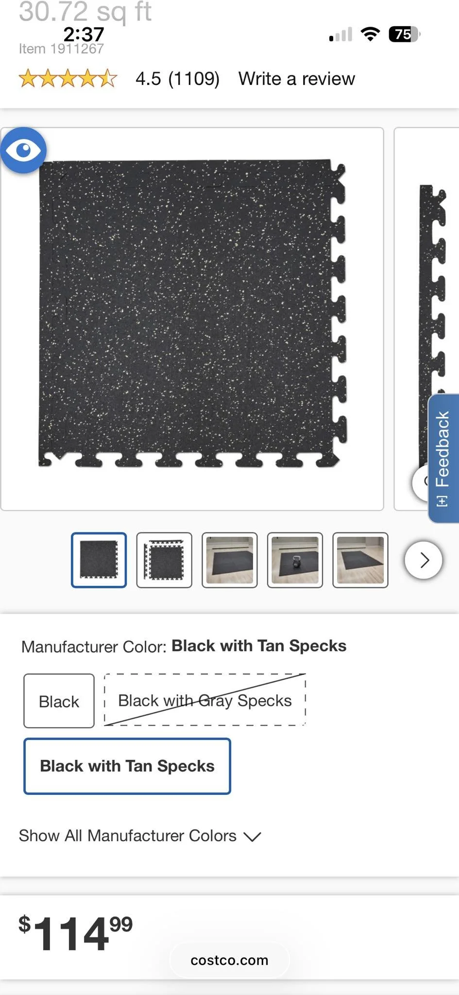 EZ Flex Interlocking Recycled Rubber Floor Tiles 16 sq ft