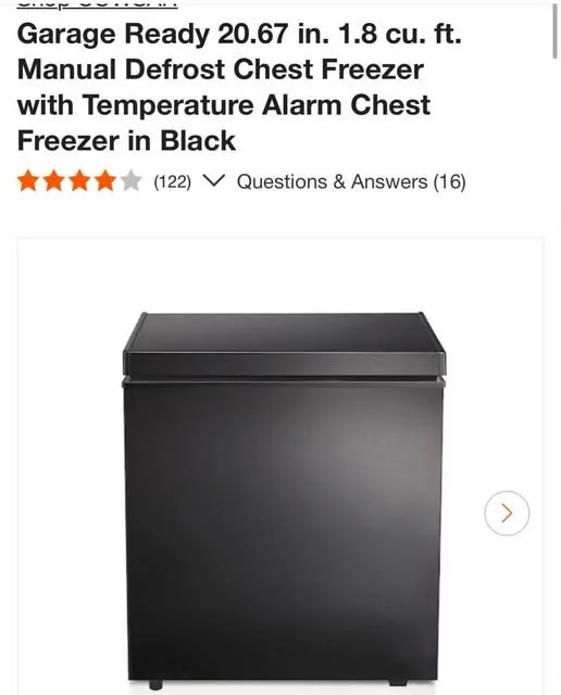 Compact Black Chest Freezer with Temperature Alarm - 1.8 cu. ft.