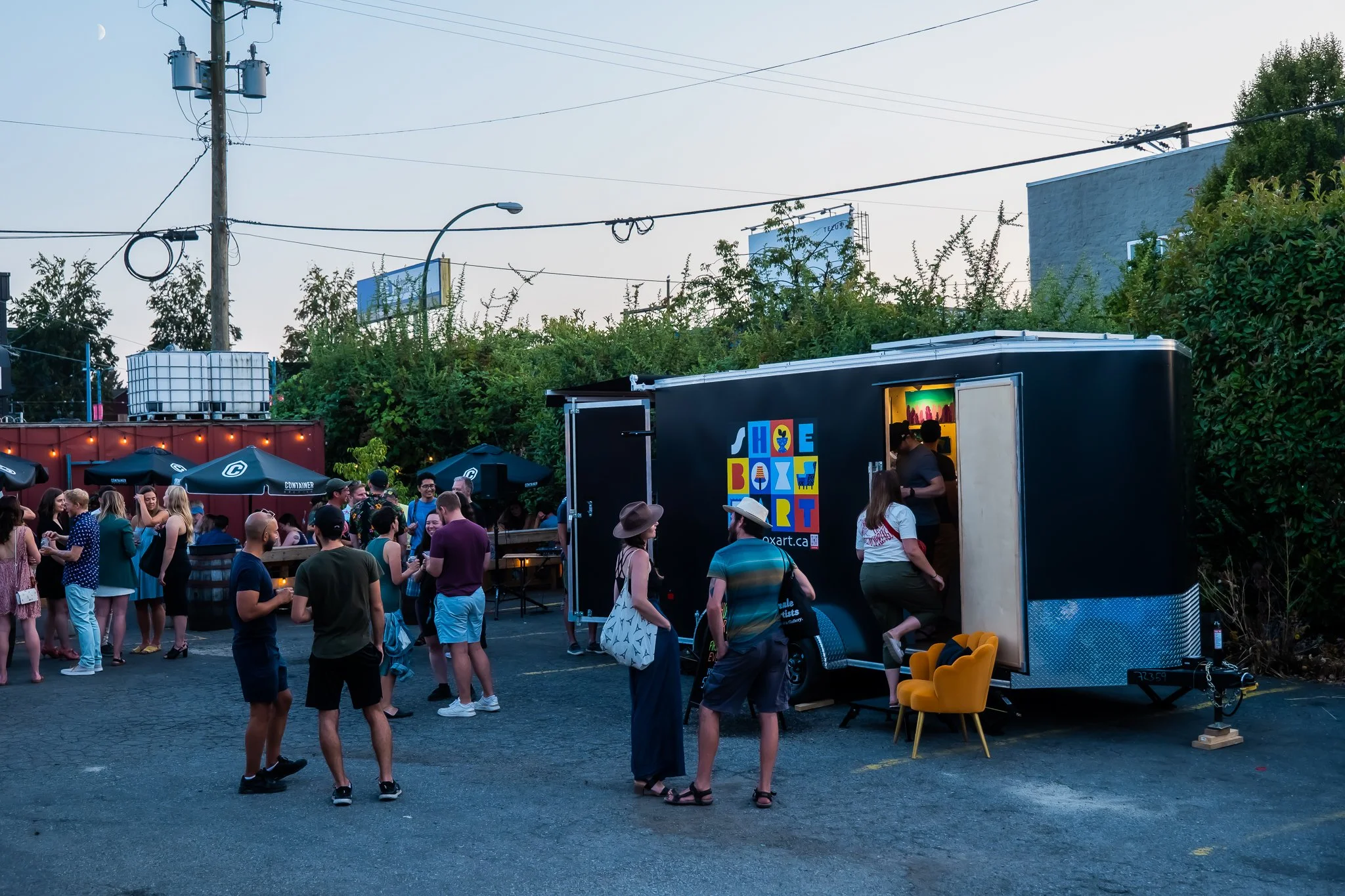 silhouette of man enjoying mobile art gallery rental