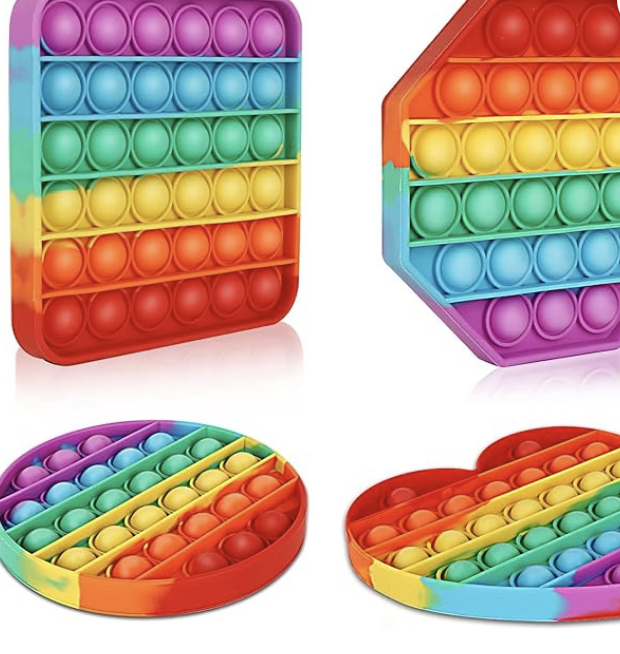 Multipurpose 4 Pack Rainbow Pop it Fidget Toy, Bubble Sensory Toy for Kids