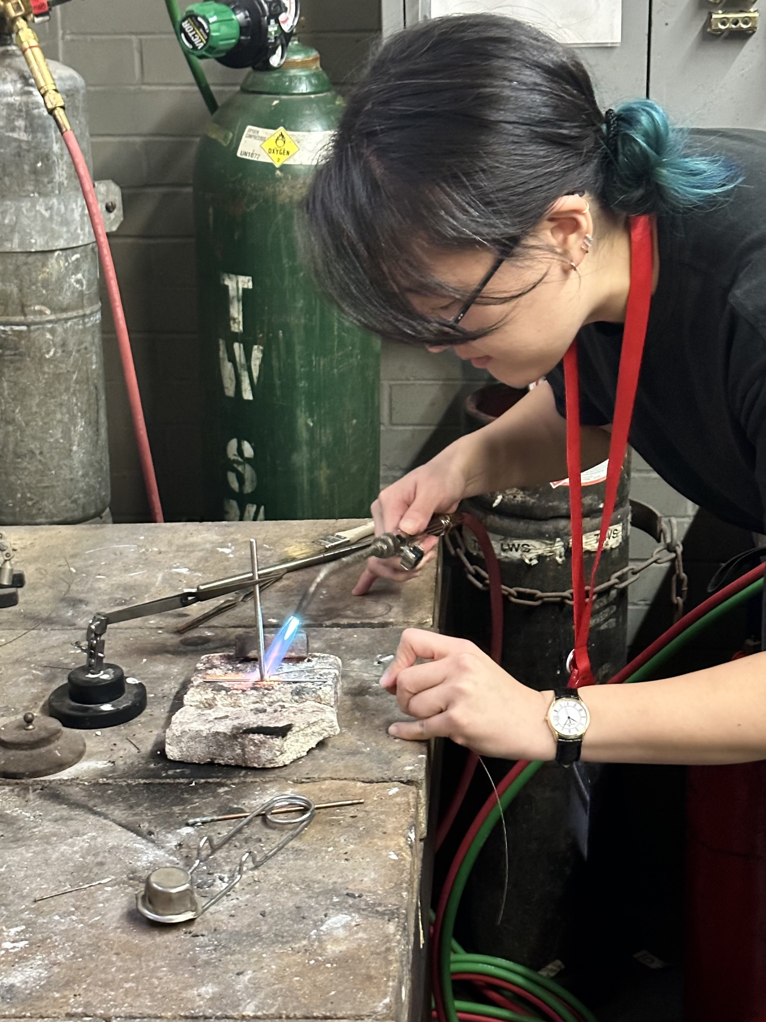 Soldering the joint using an oxyacetylene torch. (Photo: Catherine Chesney)