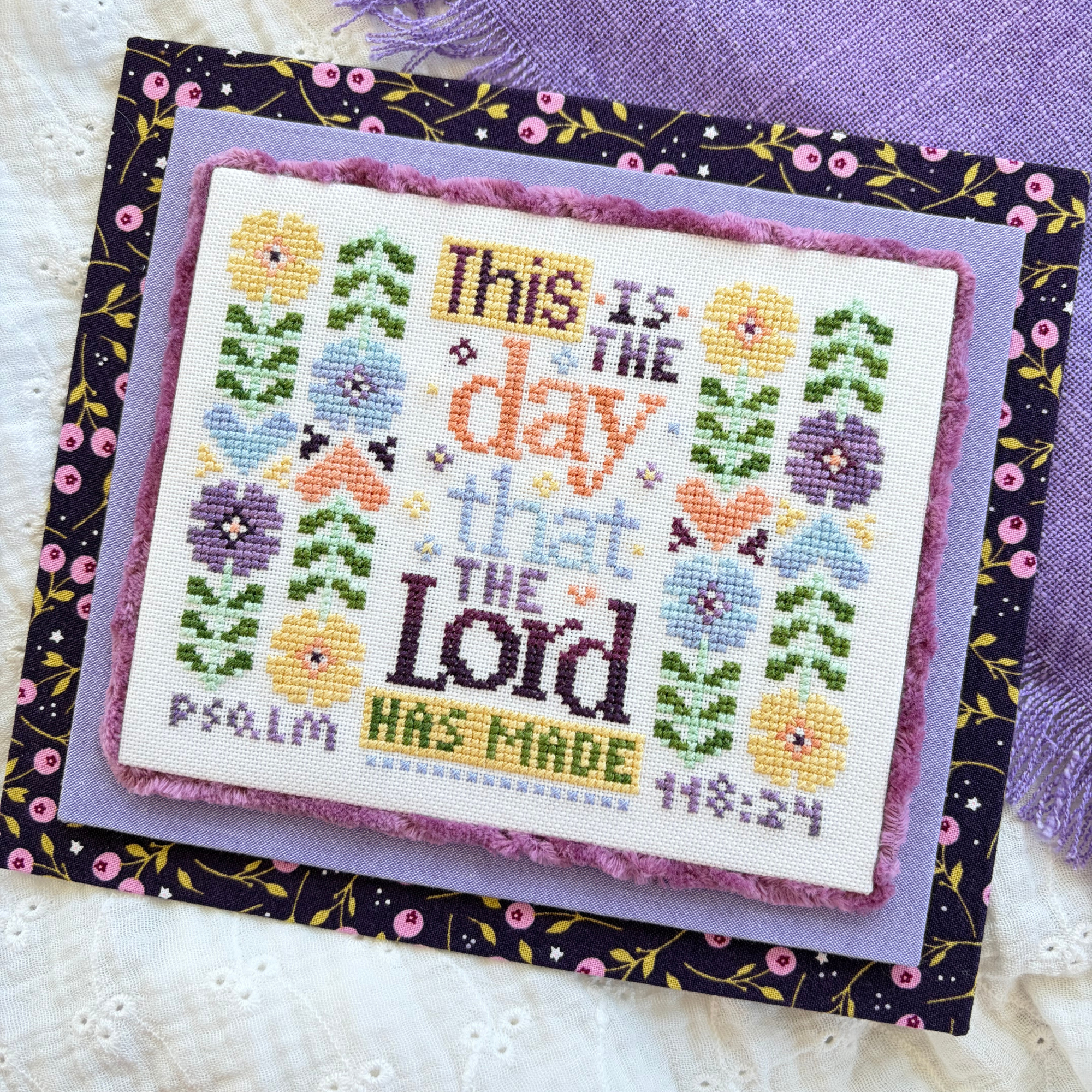 This is the day that the Lord has made Psalm 119 with colorful flowers