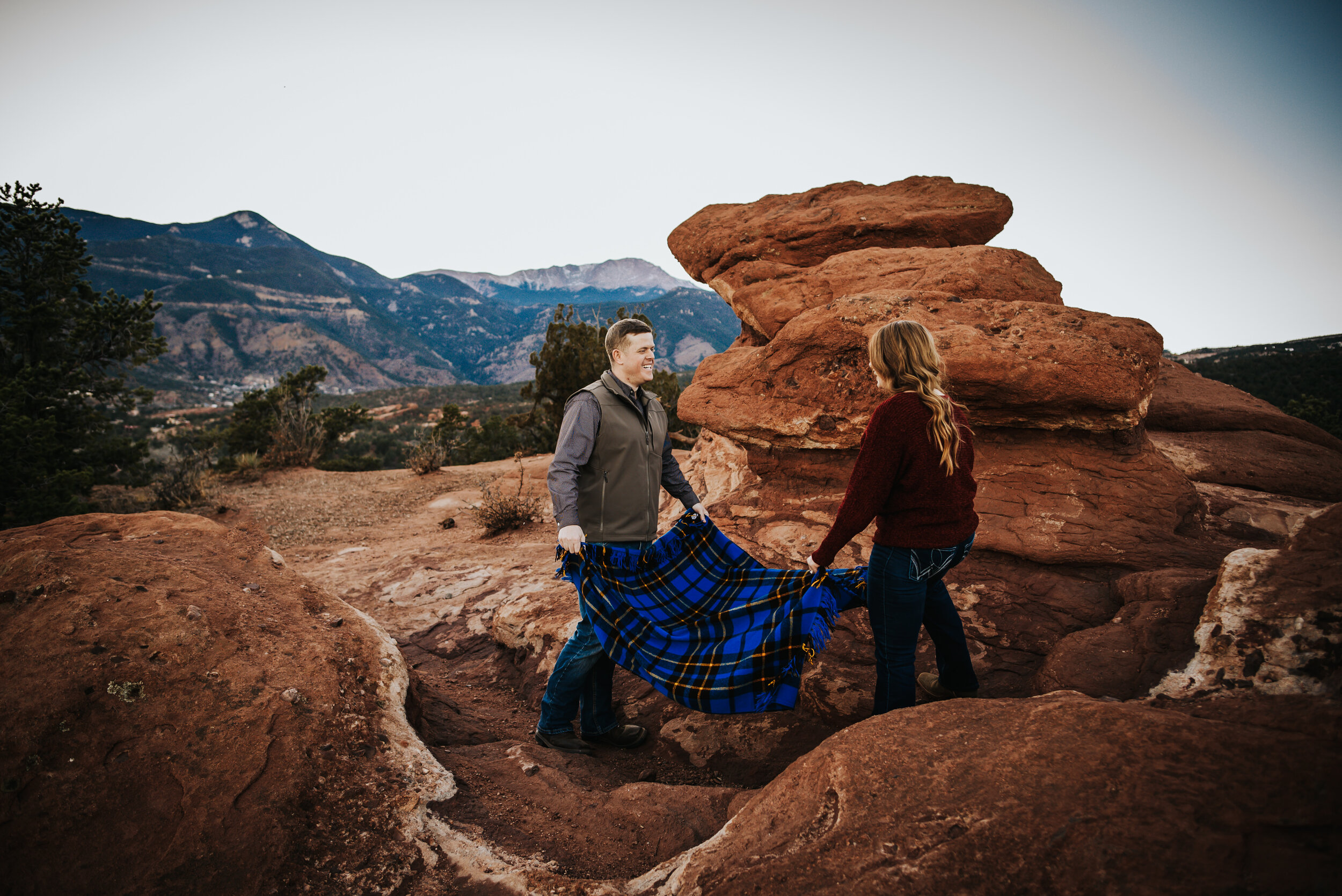 Couple during evening session in Colorado Springs.