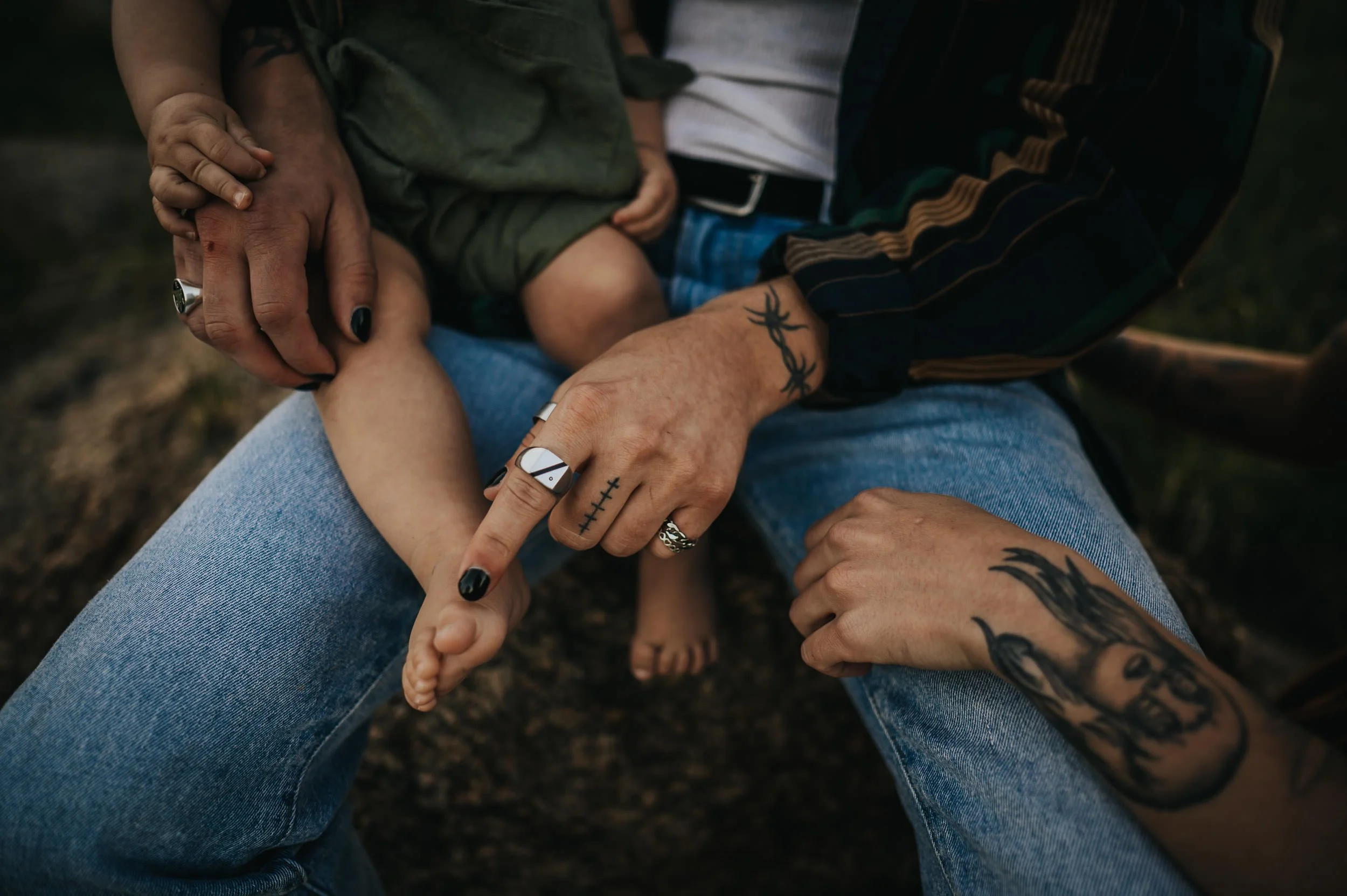 Parent and child sharing a candid moment during a family photo session