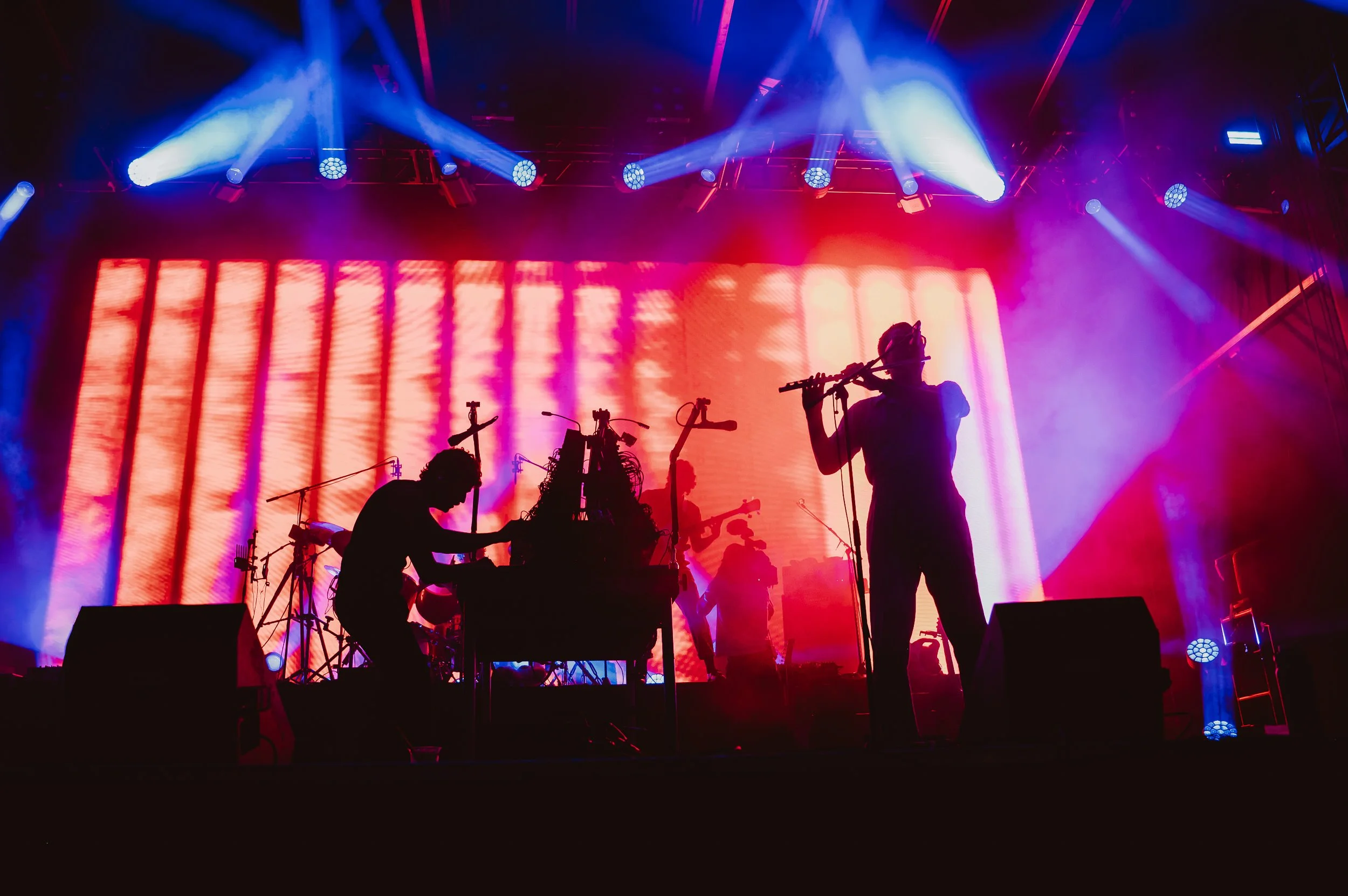 King Gizzard on stage at Meadow Creek during Field of Vision II announcement section.