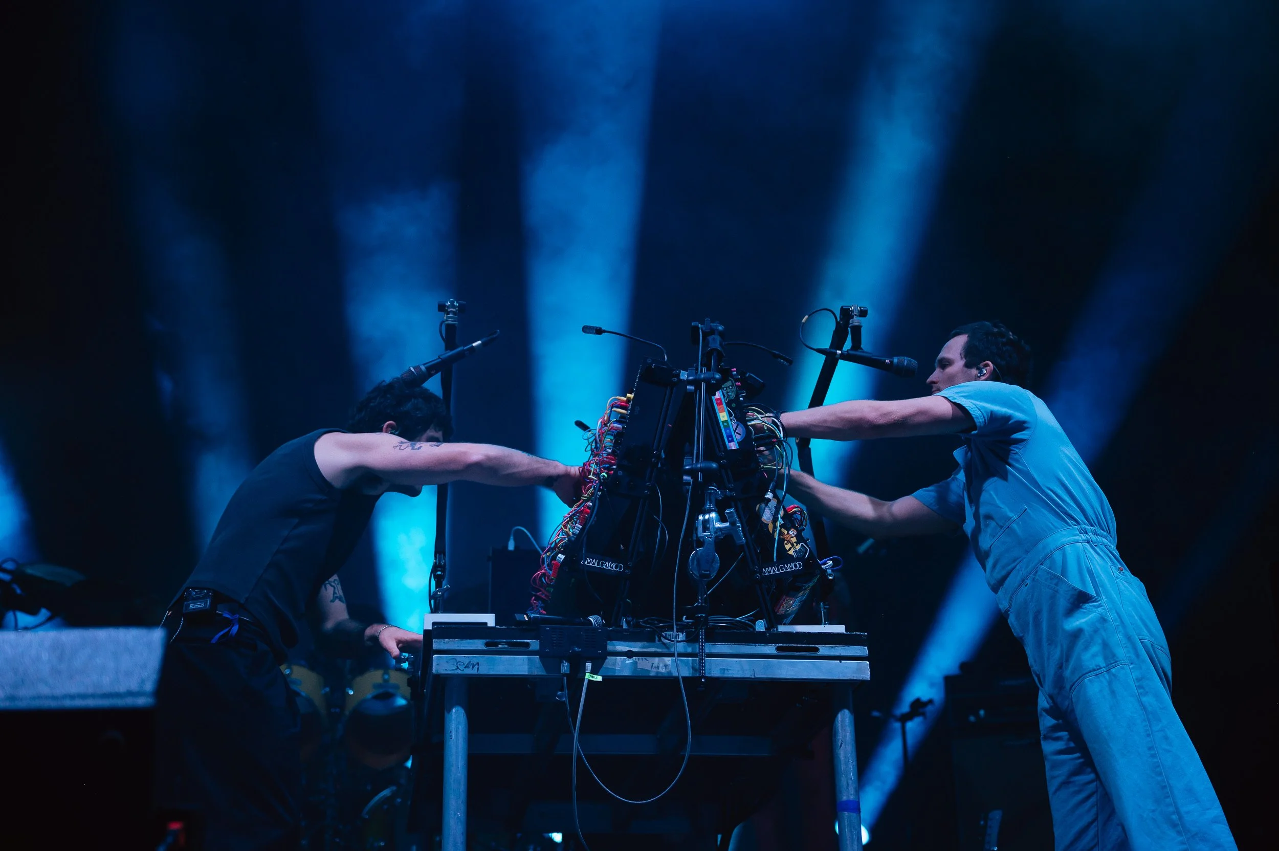 Stu Mackenzie and Joey Walker playing their custom modular synth Nathan at Field of Vision.