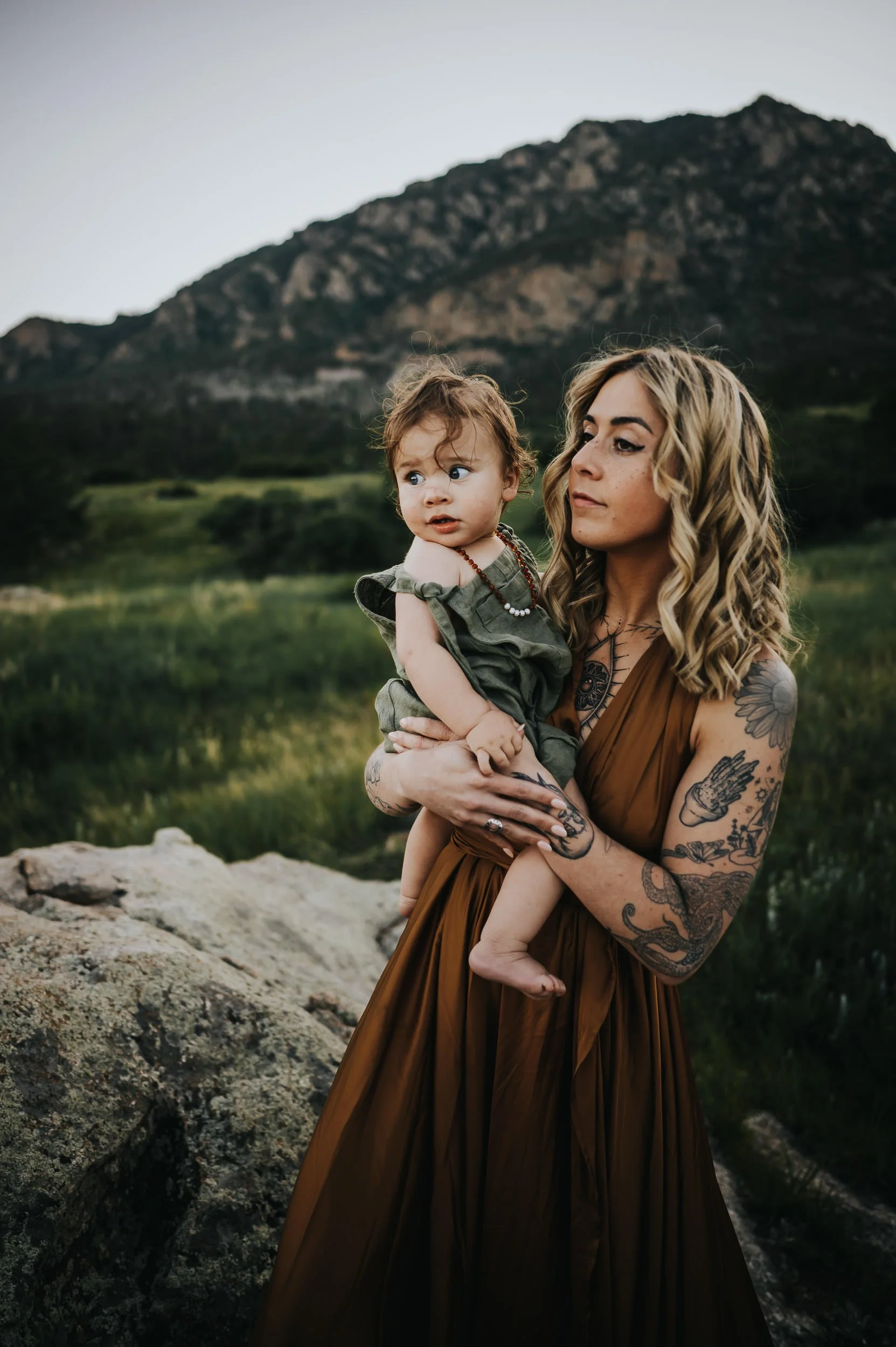 Family exploring outdoors during an adventure-style family photography session in Colorado Springs