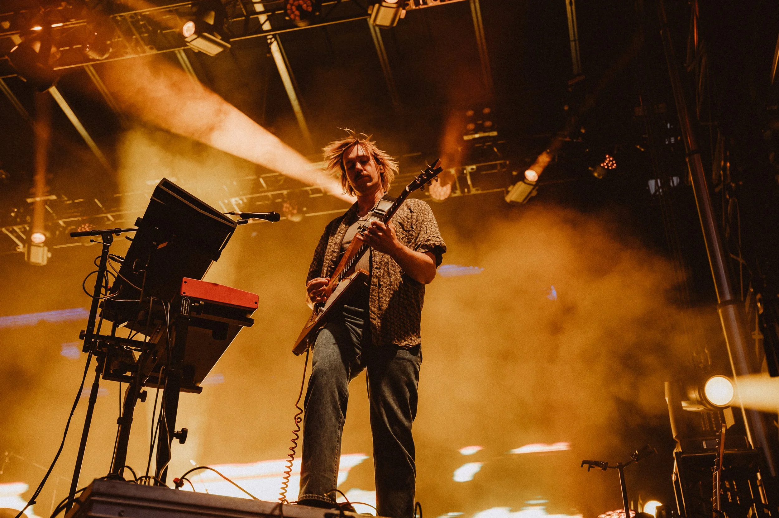 Golden stage lights during King Gizzard set at Field of Vision.