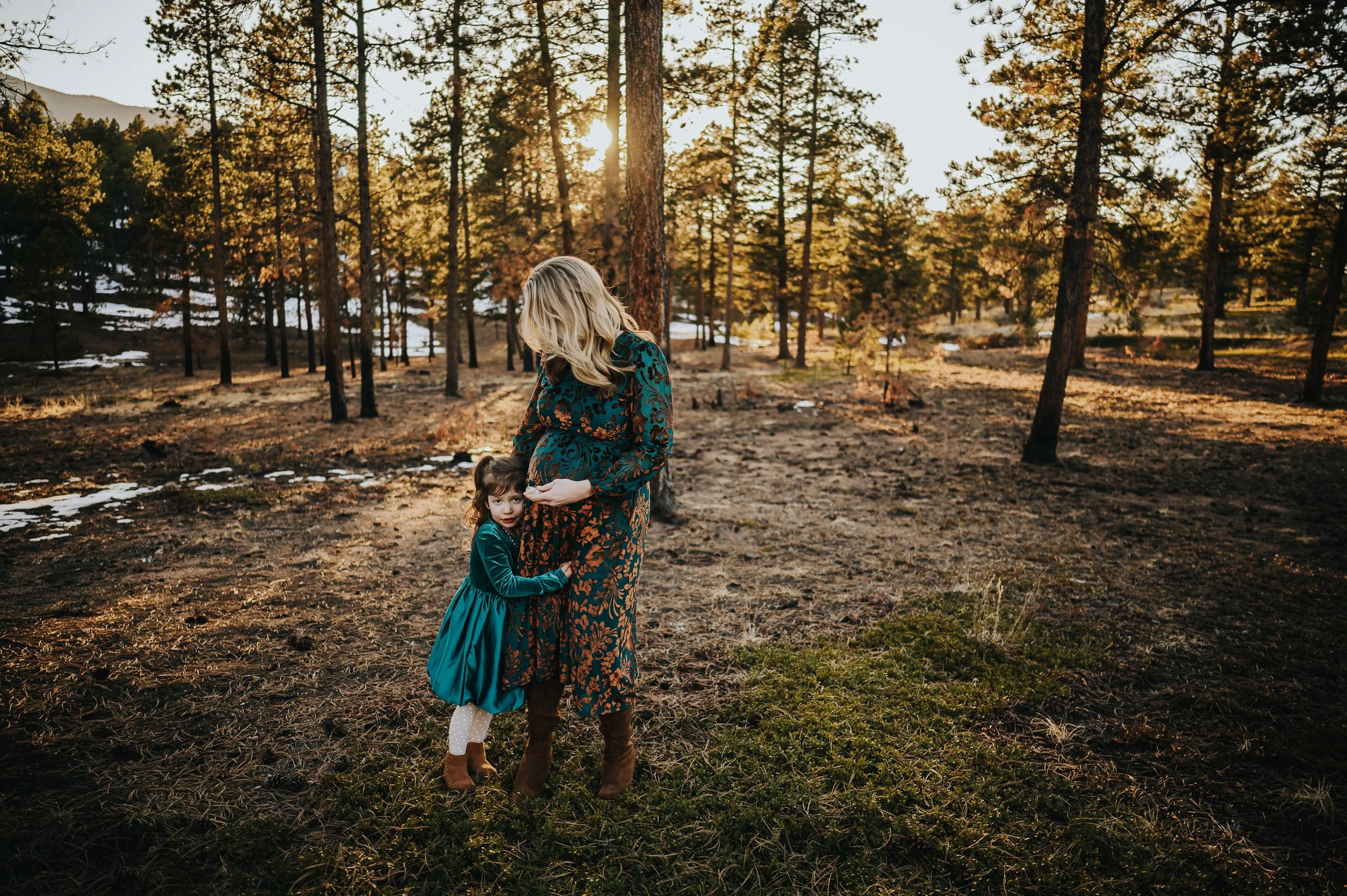 Natural, candid maternity photography session outdoors in Colorado