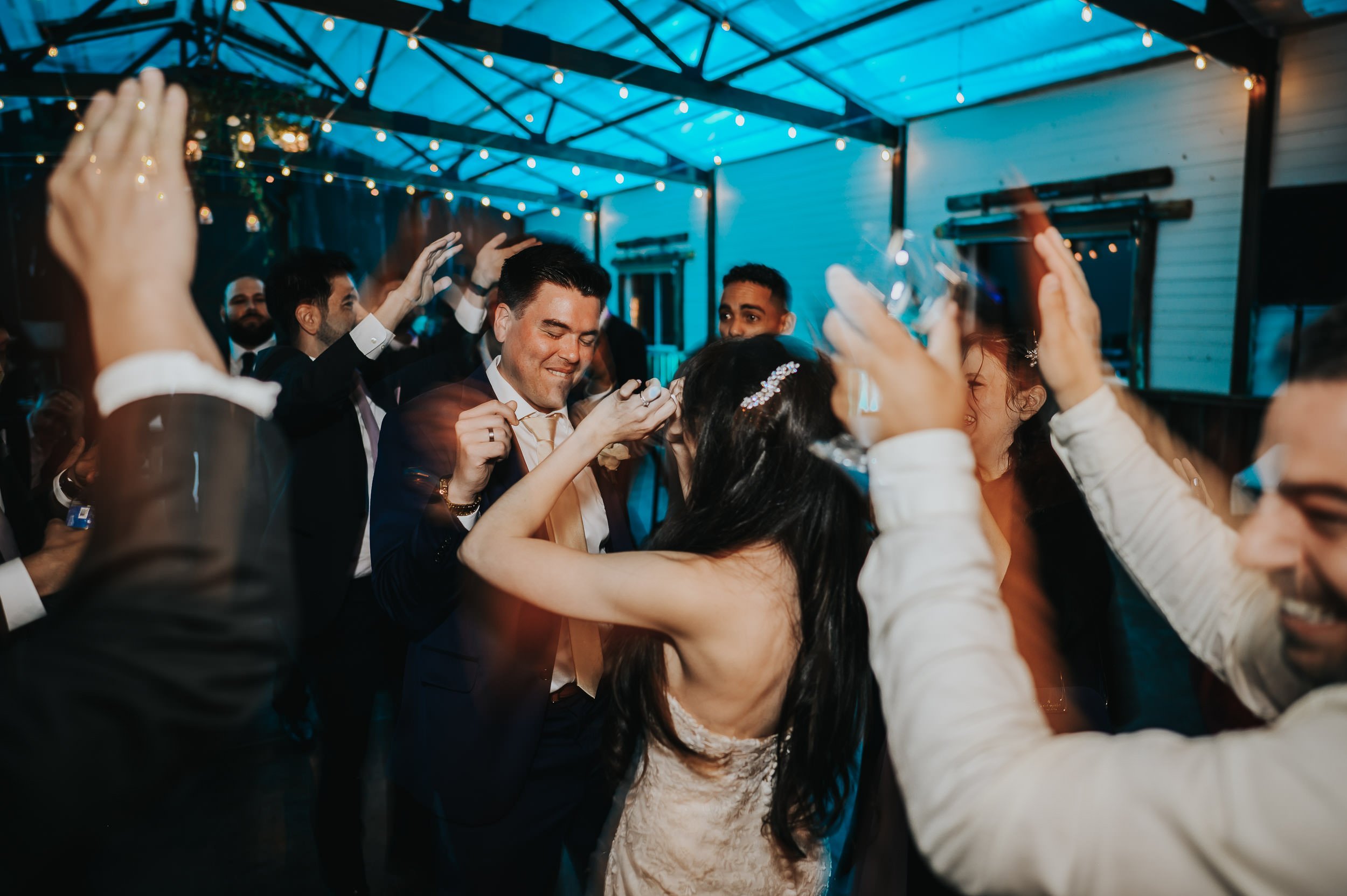 Wedding reception at Younger Ranch with mountain views in Colorado Springs.