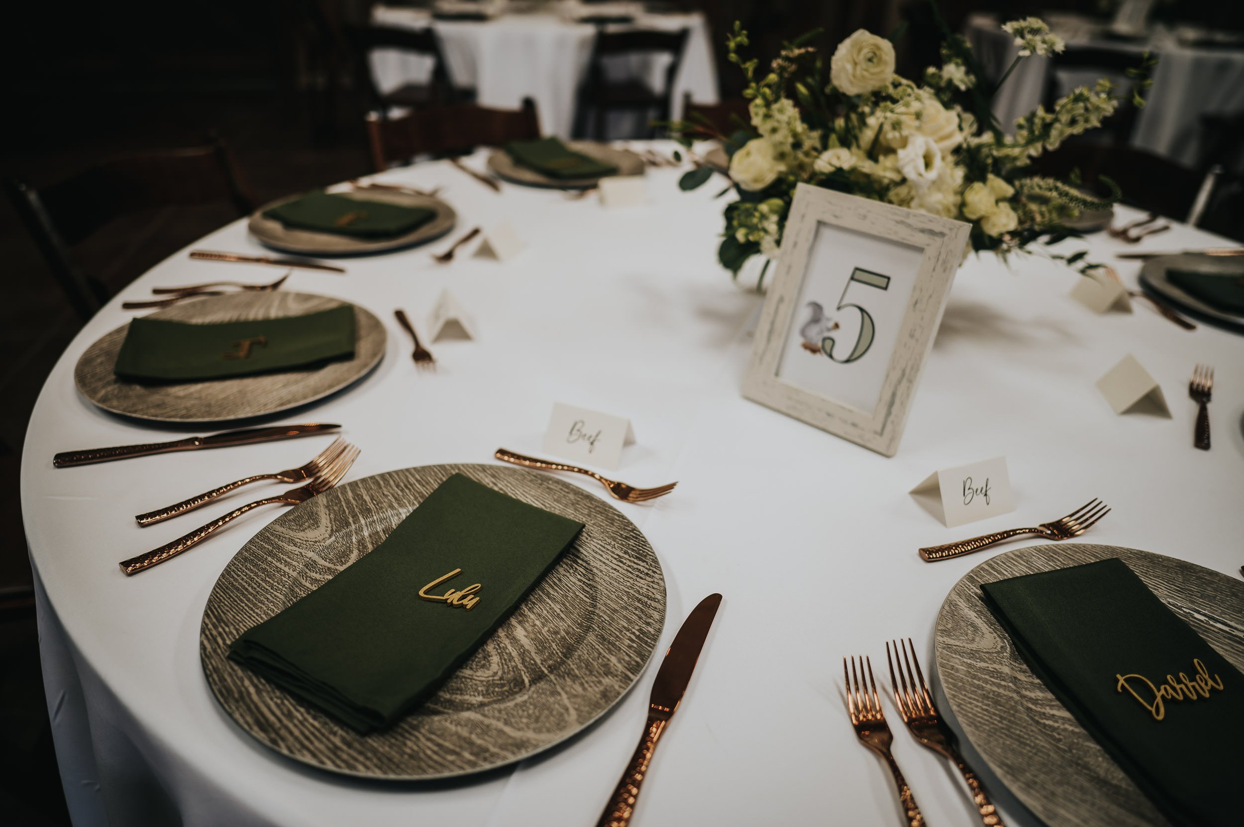 Reception details at Younger Ranch wedding in the Colorado mountains.
