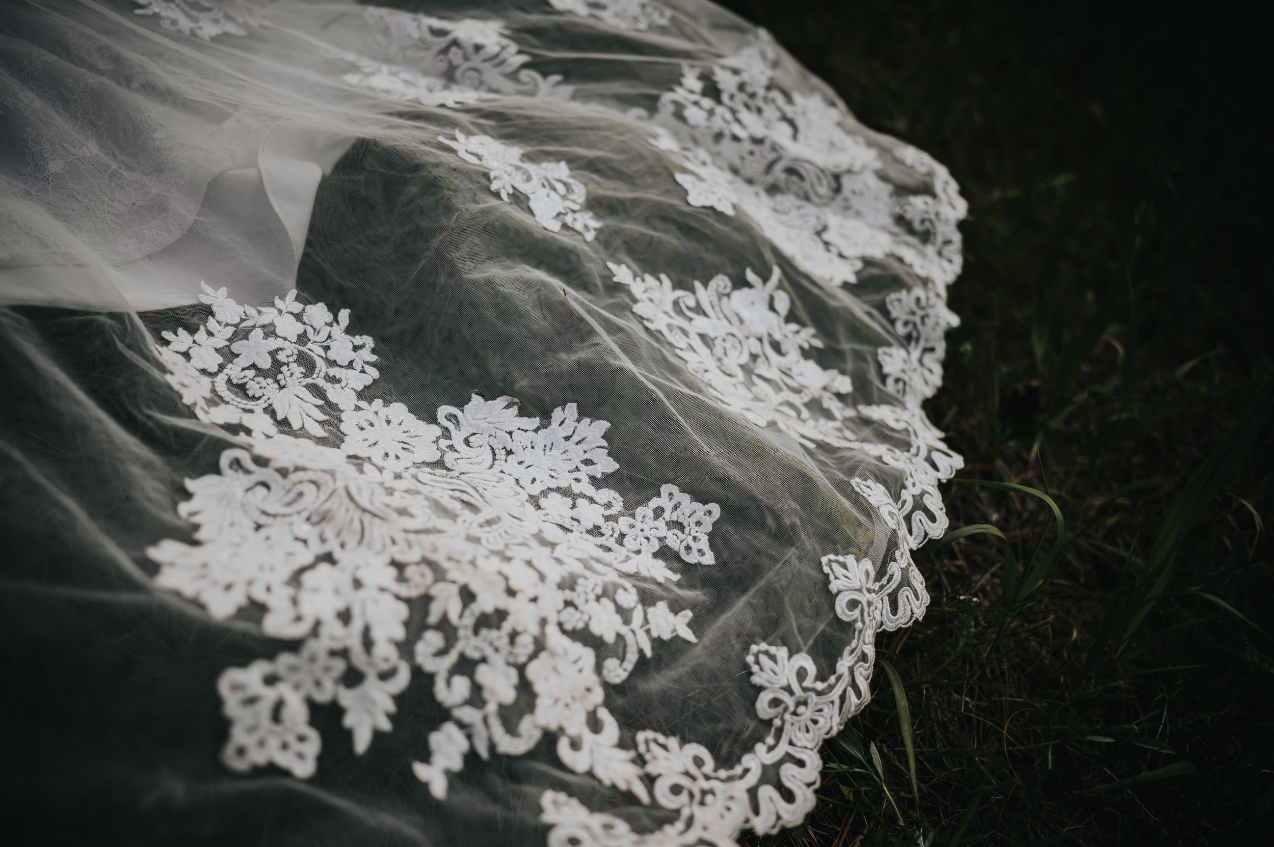 Texture detail shot of the brides wedding dress at Younger Ranch in Colorado Springs.