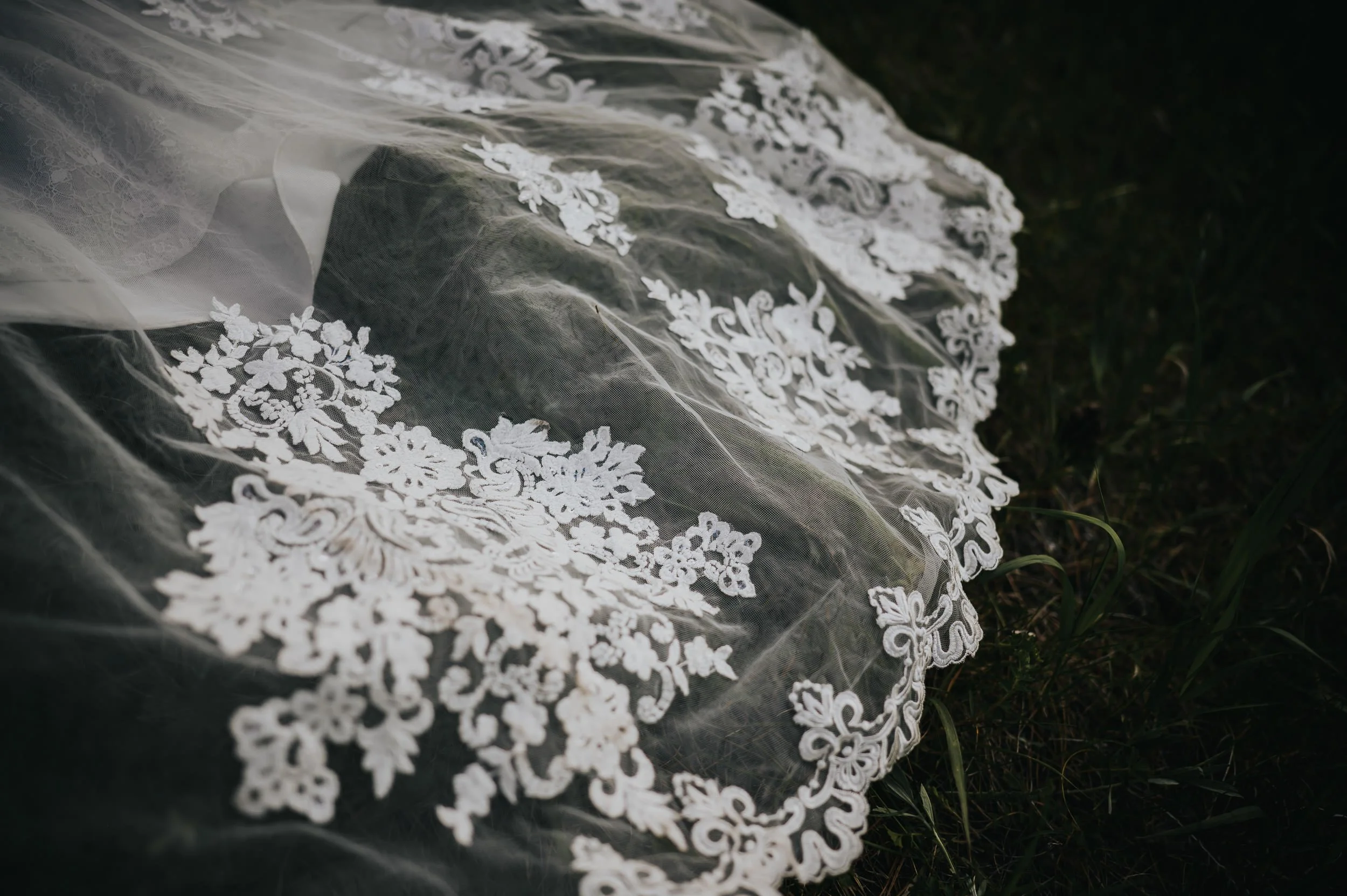 Texture detail shot of the brides wedding dress at Younger Ranch in Colorado Springs.