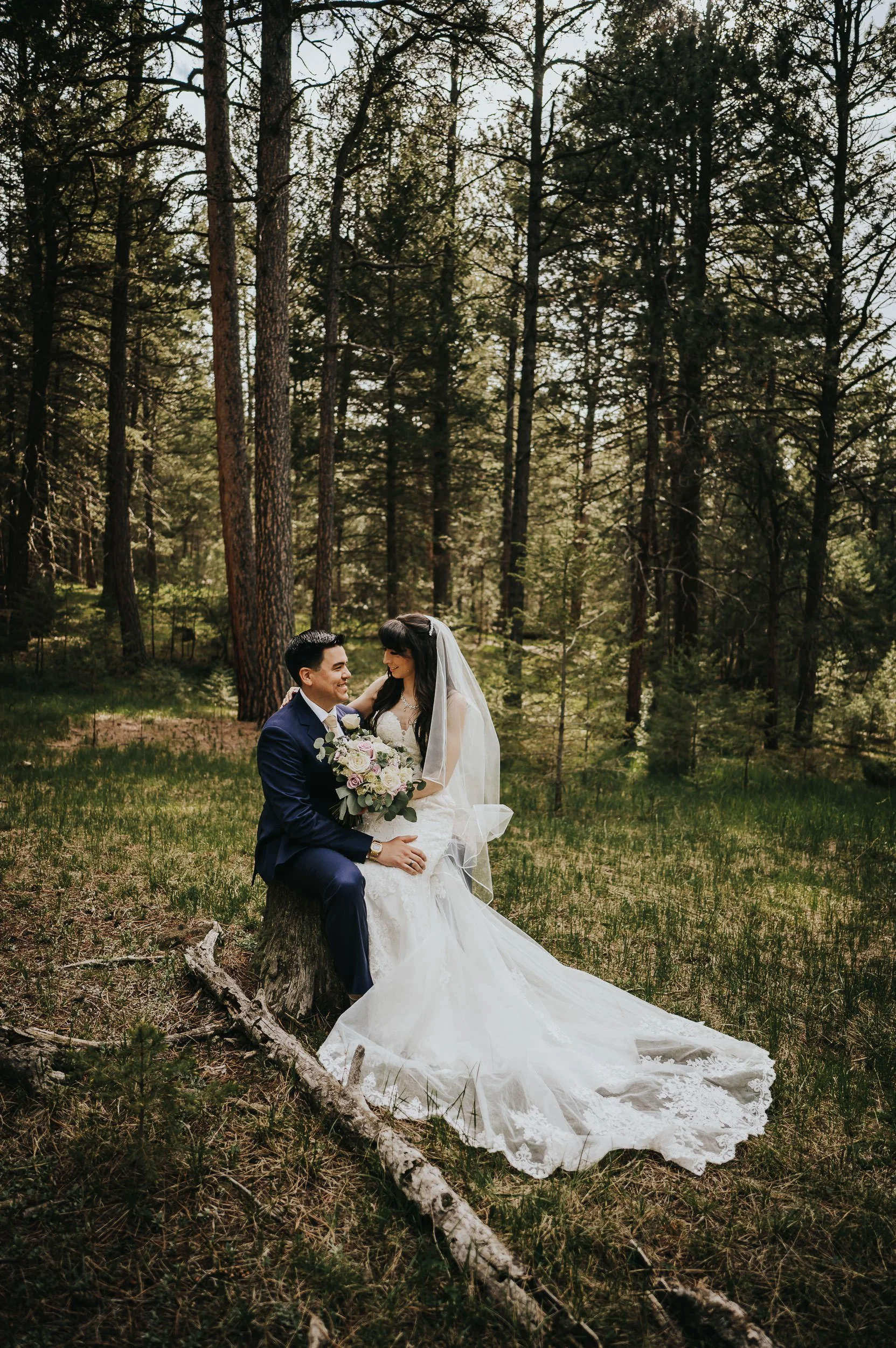 Bride and groom portraits at Younger Ranch wedding photographed by a Colorado Springs wedding photographer.