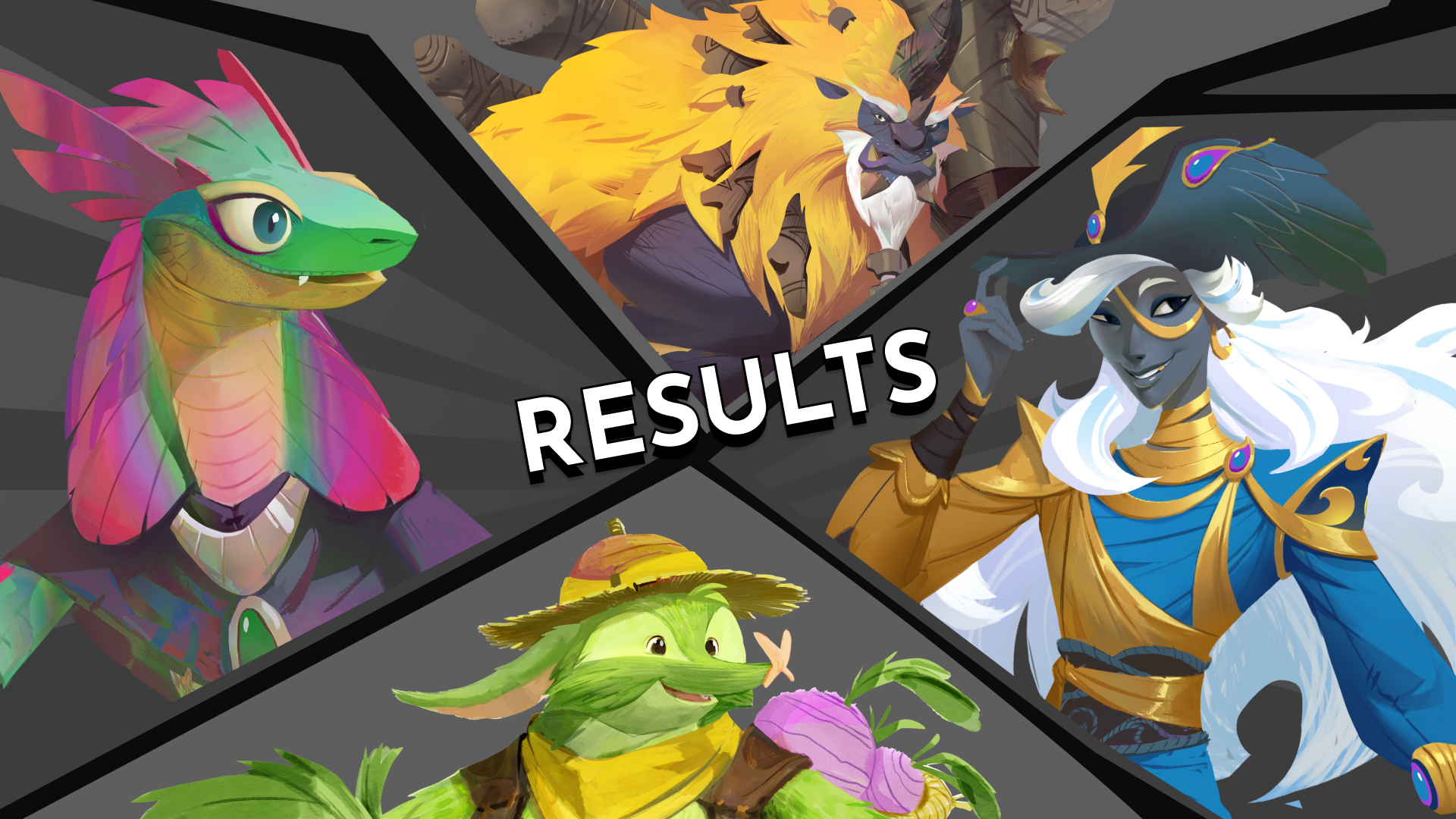 Results! This would show images of each hero that was in the match - it can be scaled down depending on how many players, all the way to solo play.