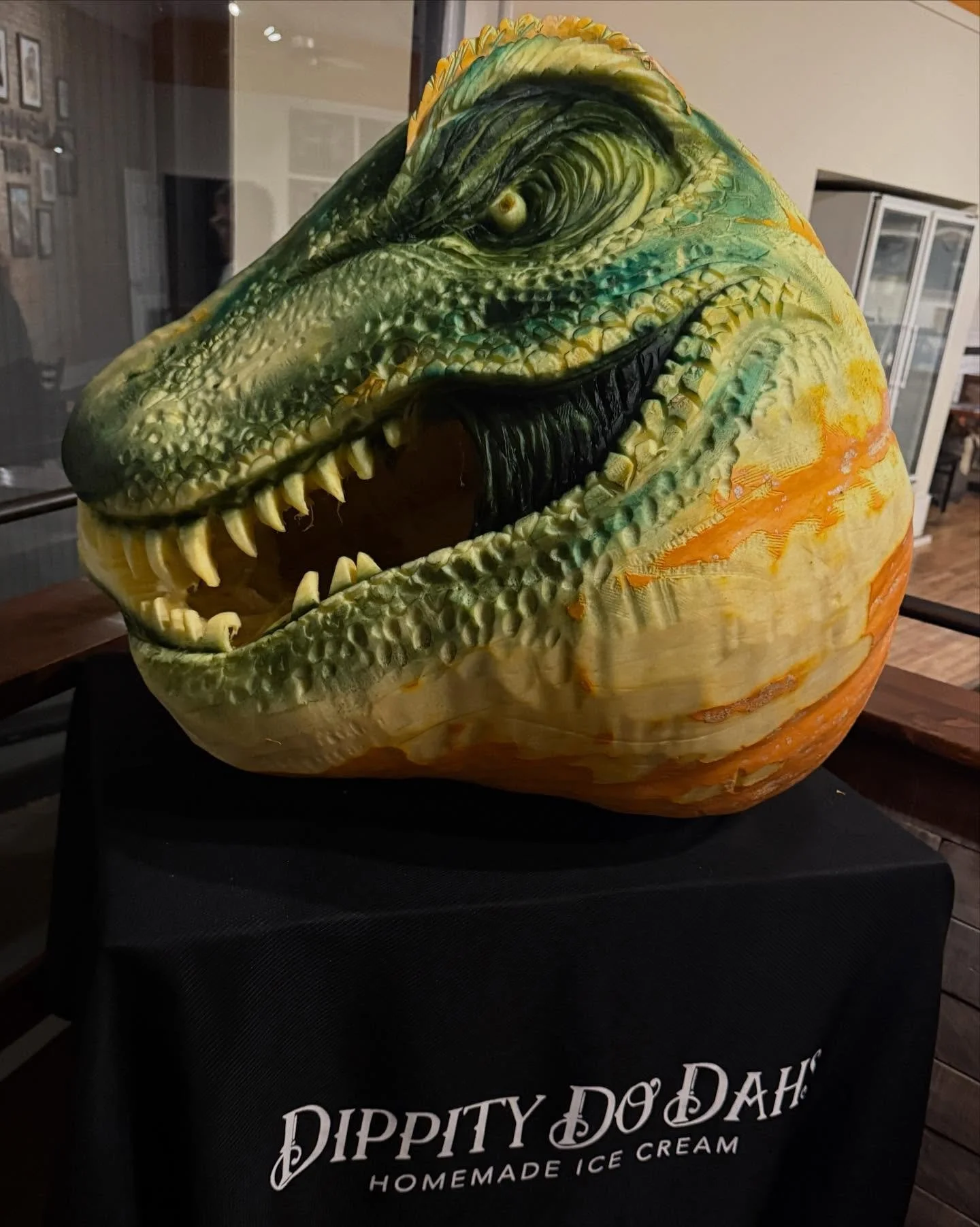 A TREAT to the TRICK! Stop by with your family this Halloween and get your picture taken with this awesome pumpkin carving by Eric Jones, world record pumpkin carver and Food Network Champ on Outrageous Pumpkins. He made a second appearance at the Da